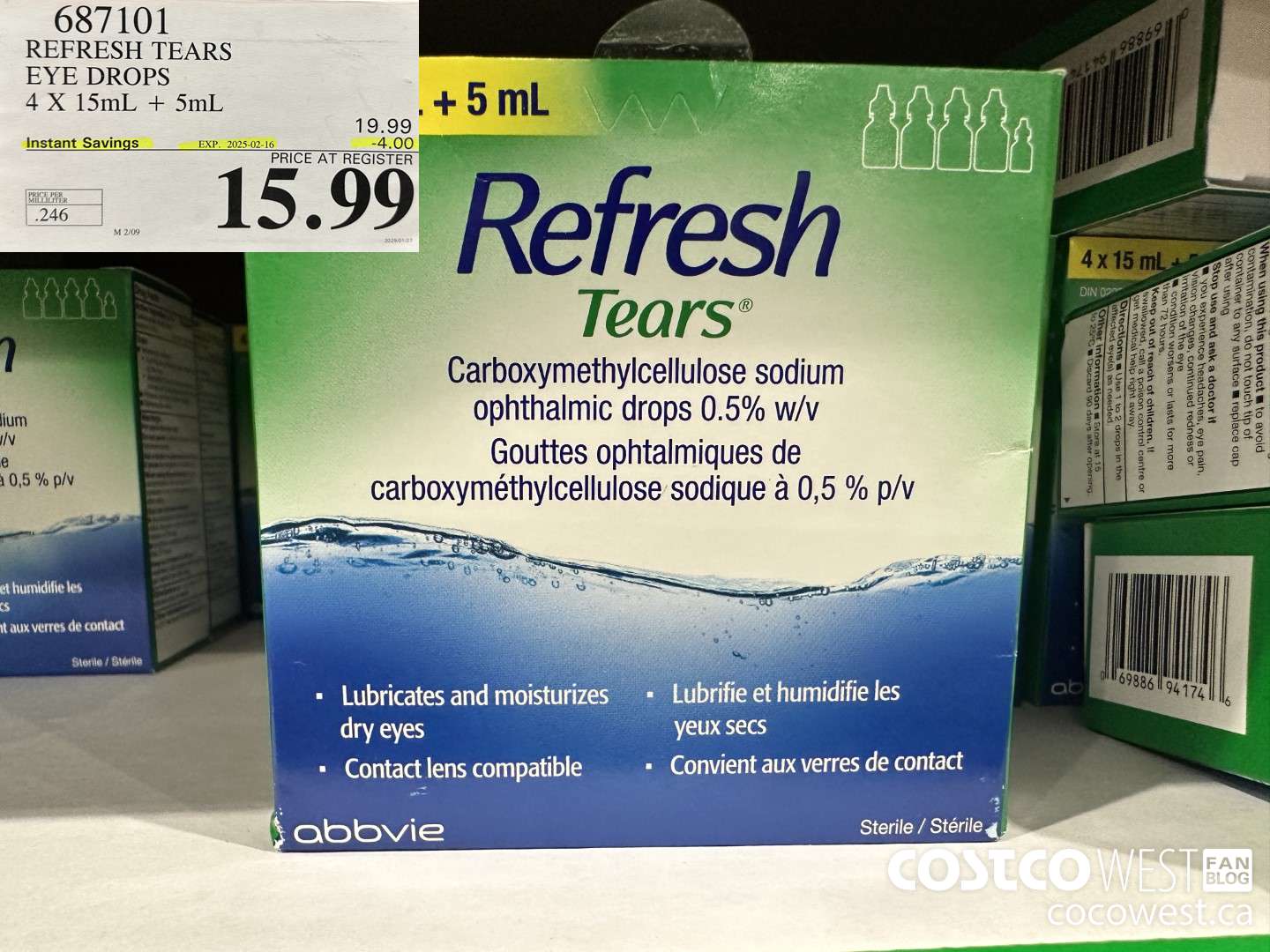 687101 REFRESH TEARS LUBRICANT EYE DROPS 4X15ml PLUS 5ml ($4.00 INSTANT SAVINGS EXPIRES ON 2025-02-16) $15.99