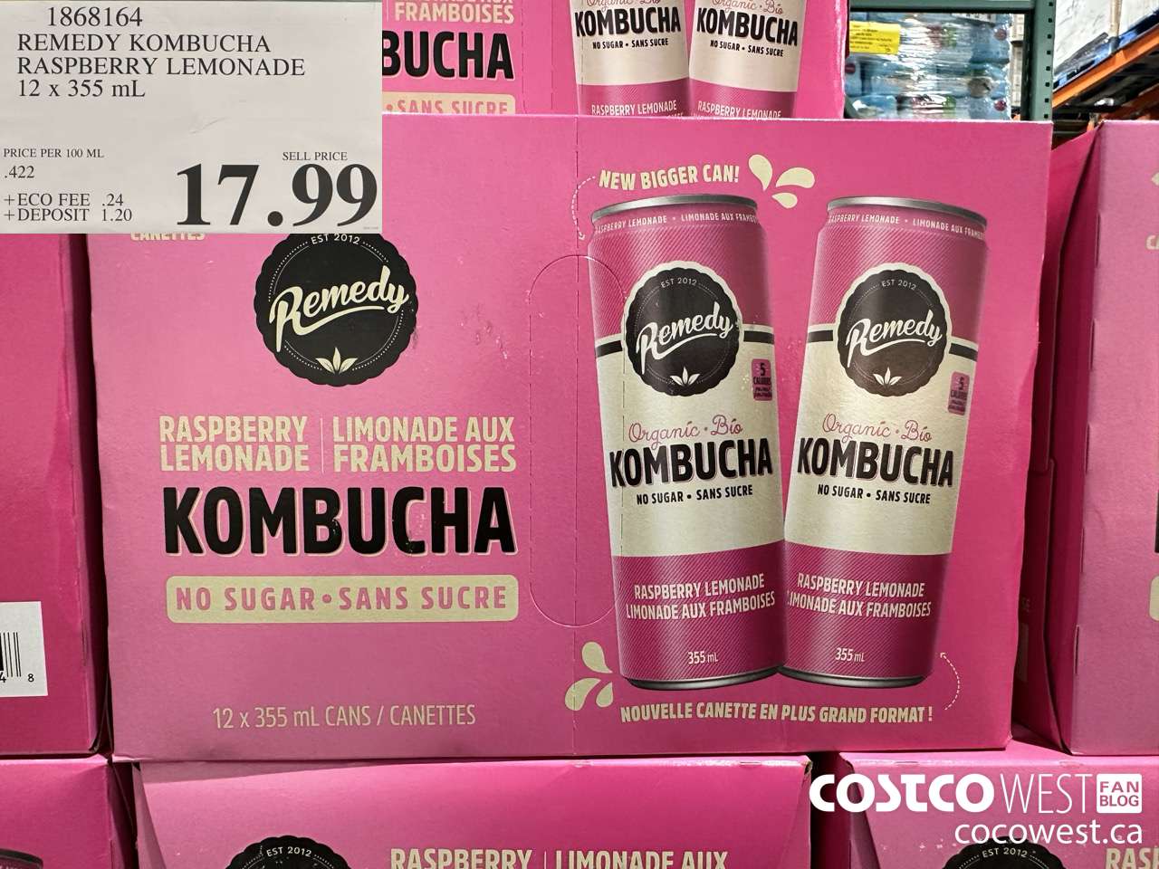 1868164 REMEDY KOMBUCHA RASPBERRY LEMONADE 12 X 355ML $17.99