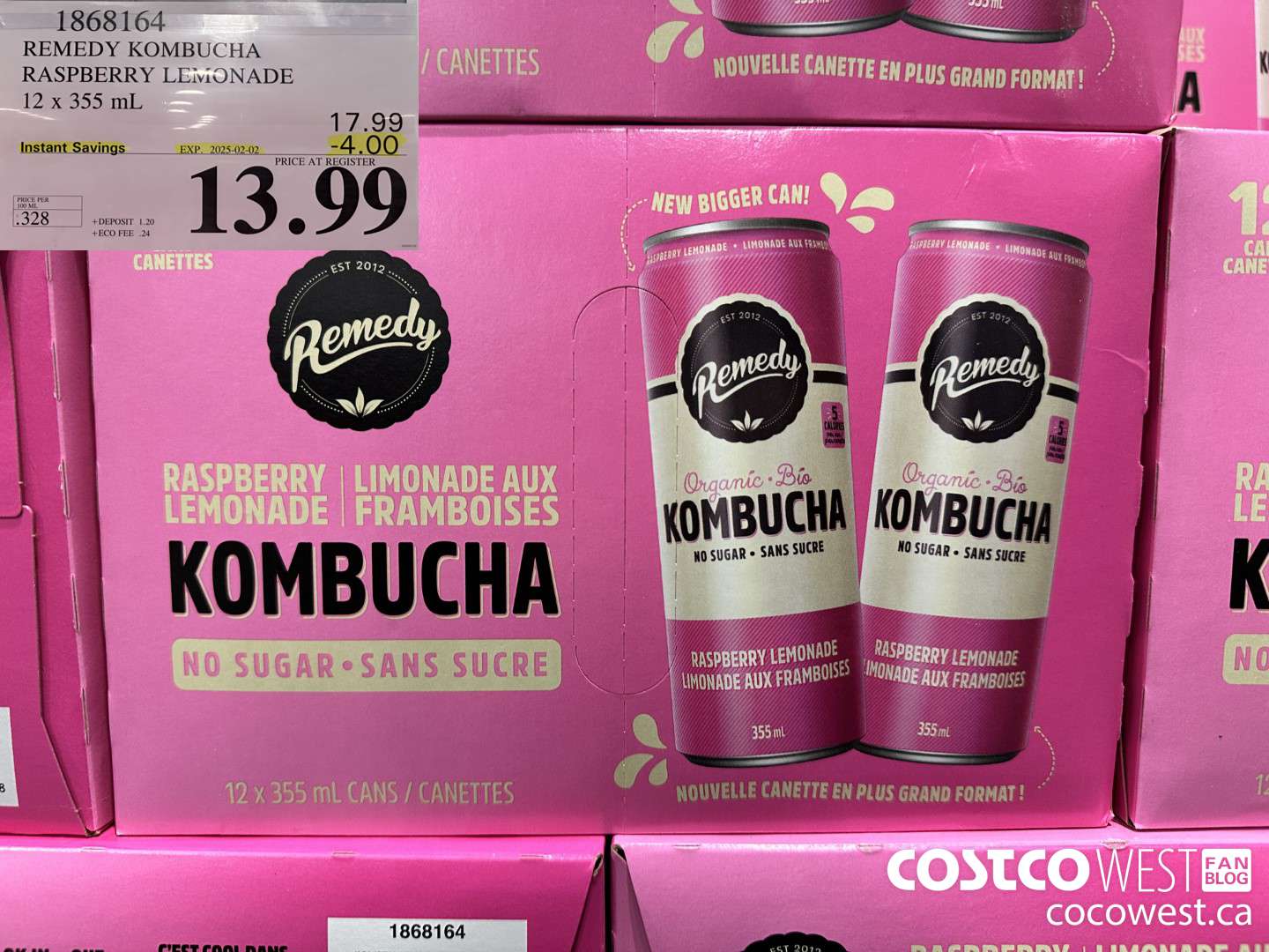 1868164 REMEDY KOMBUCHA RASPBERRY LEMONADE 12 X 355ML ($4.00 INSTANT SAVINGS EXPIRES ON 2025-02-02) $13.99