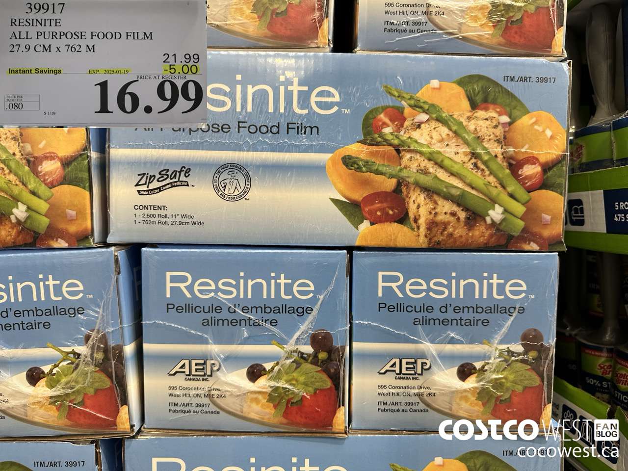 39917 RESINITE ALL PURPOSE FOOD FILM 27.9 CM x 762 M ($5.00 INSTANT SAVINGS EXPIRES ON 2025-01-19) $16.99