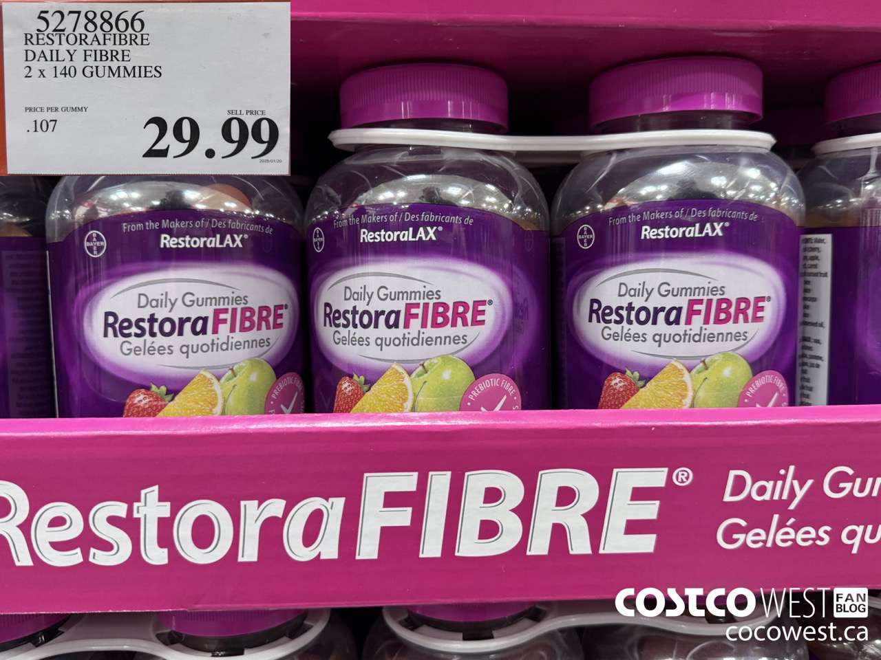 5278866 RESTORAFIBRE DAILY FIBRE 2 X 140 GUMMIES $29.99