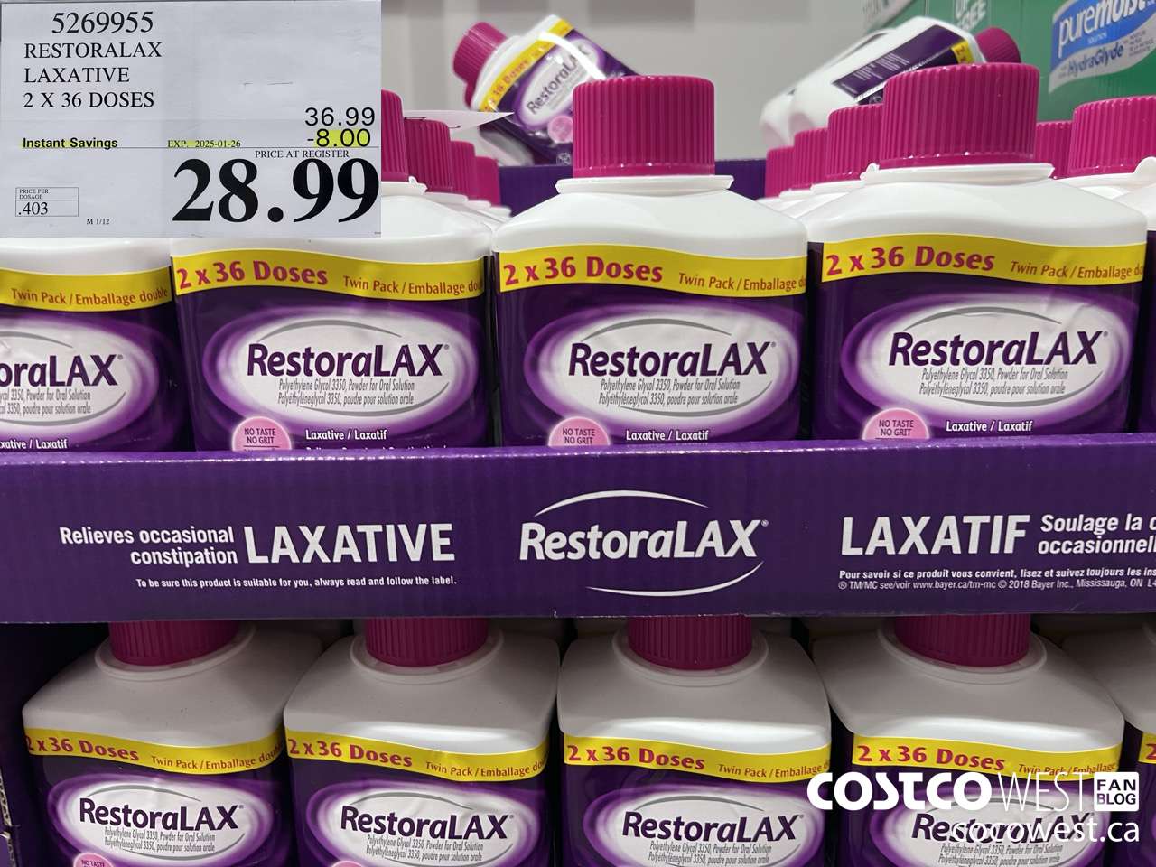 5269955 RESTORALAX LAXATIVE 2 X 36 DOSES ($8.00 INSTANT SAVINGS EXPIRES ON 2025-01-26) $28.99