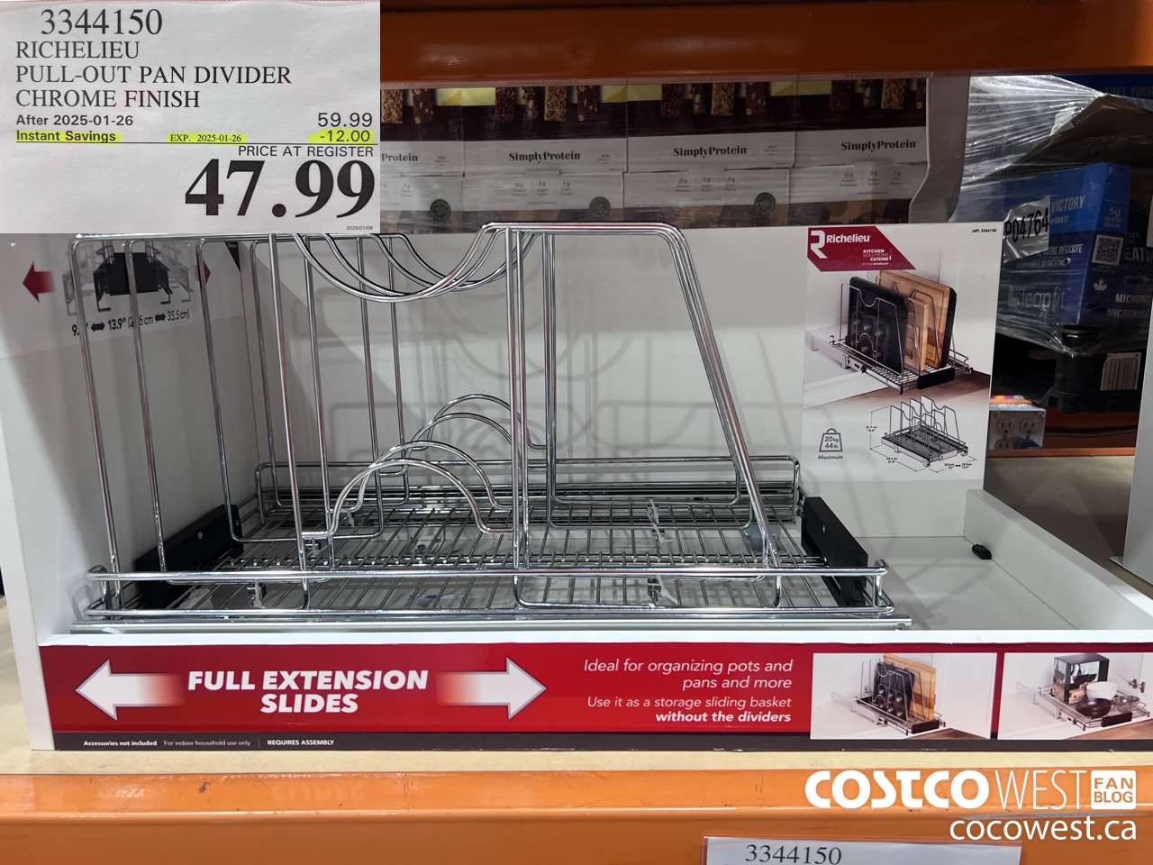 3344150 RICHELIEU PULL-OUT PAN DIVIDER CHROME FINISH ($12.00 INSTANT SAVINGS EXPIRES ON 2025-01-26) $47.99