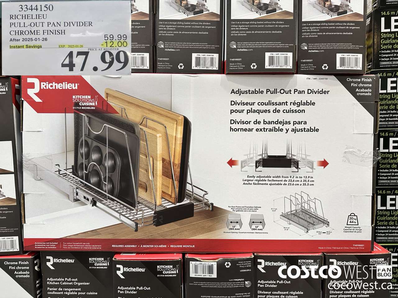 3344150 RICHELIEU PULL-OUT PAN DIVIDER CHROME FINISH ($12.00 INSTANT SAVINGS EXPIRES ON 2025-01-26) $47.99