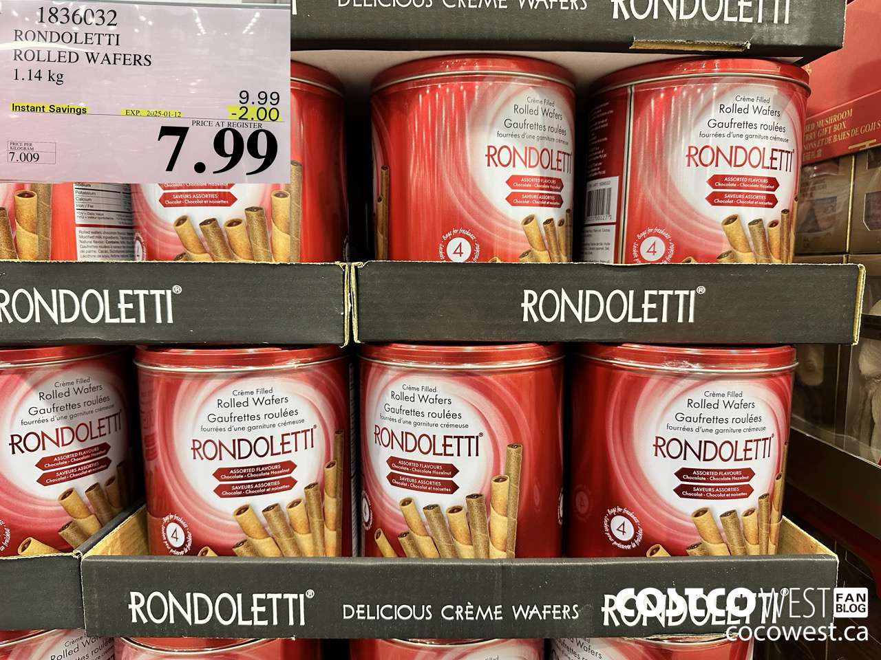 1836032 RONDOLETTI ROLLED WAFERS 1.14KG ($2.00 INSTANT SAVINGS EXPIRES ON 2025-01-12) $7.99