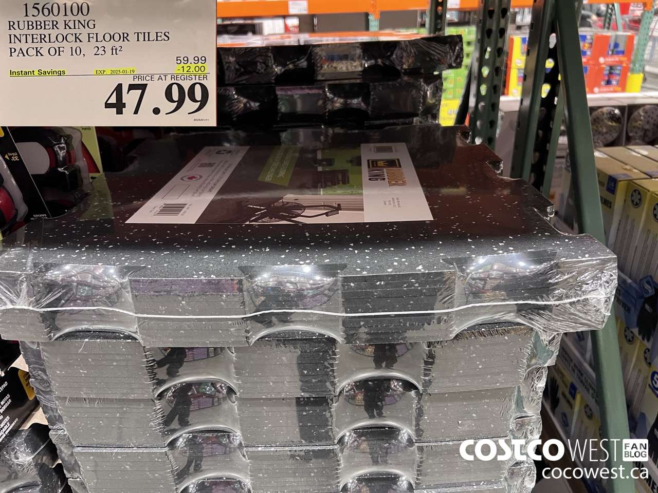 1560100 RUBBER KING INTERLOCK FLOOR TILES PACK OF 10 23FT2 ($12.00 INSTANT SAVINGS EXPIRES ON 2025-01-19) $47.99