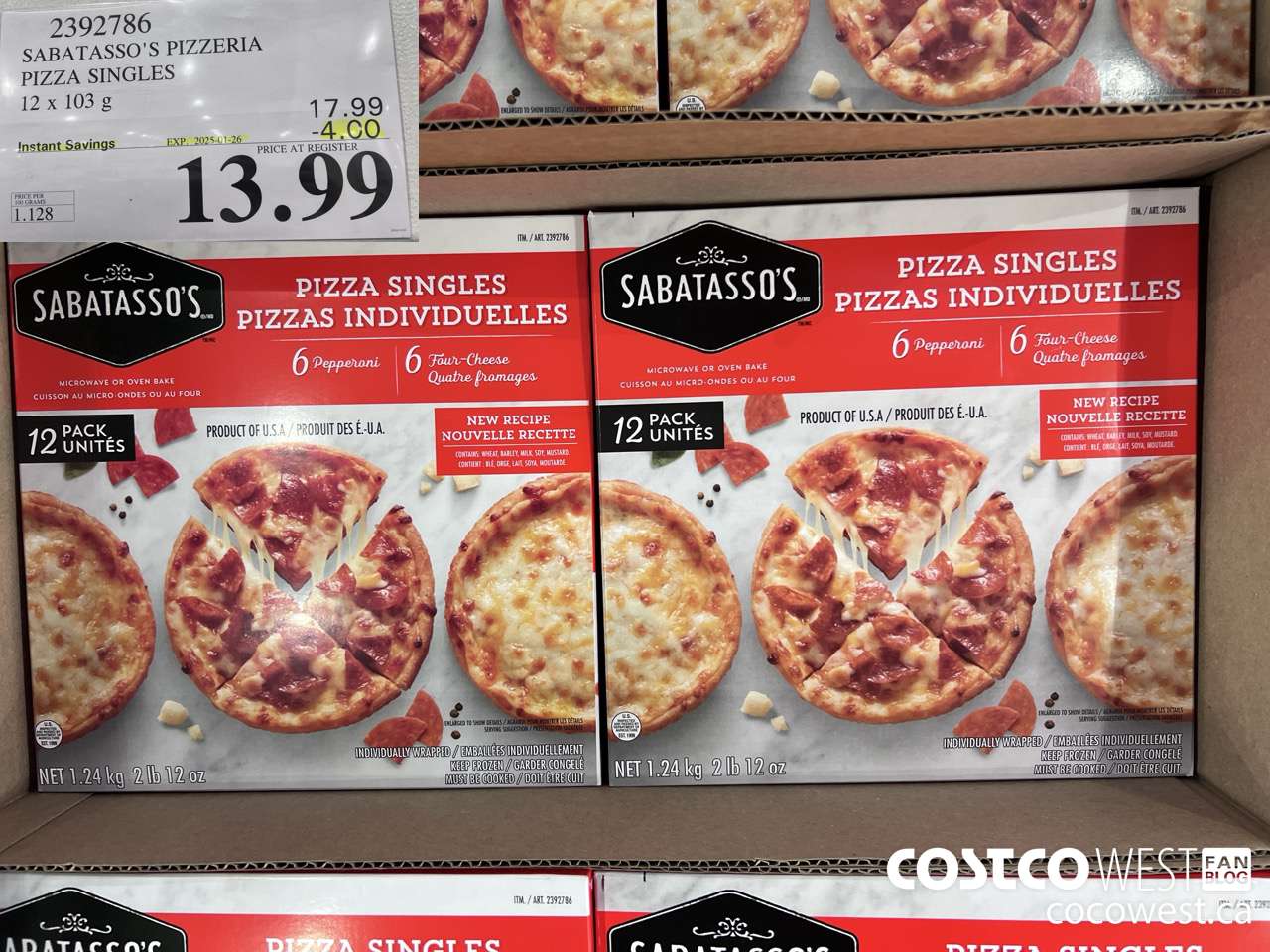 2392786 SABATASSO'S PIZZERIA PIZZA SINGLES 12 X 103G ($4.00 INSTANT SAVINGS EXPIRES ON 2025-01-26) $13.99