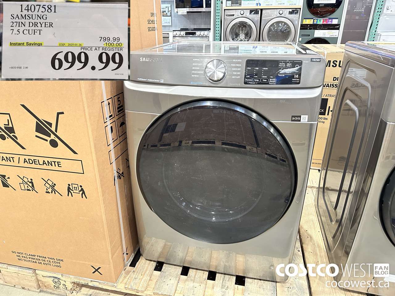 1407581 SAMSUNG 27IN DRYER 7.5 CUFT ($100.00 INSTANT SAVINGS EXPIRES ON 2025-01-26) $699.99