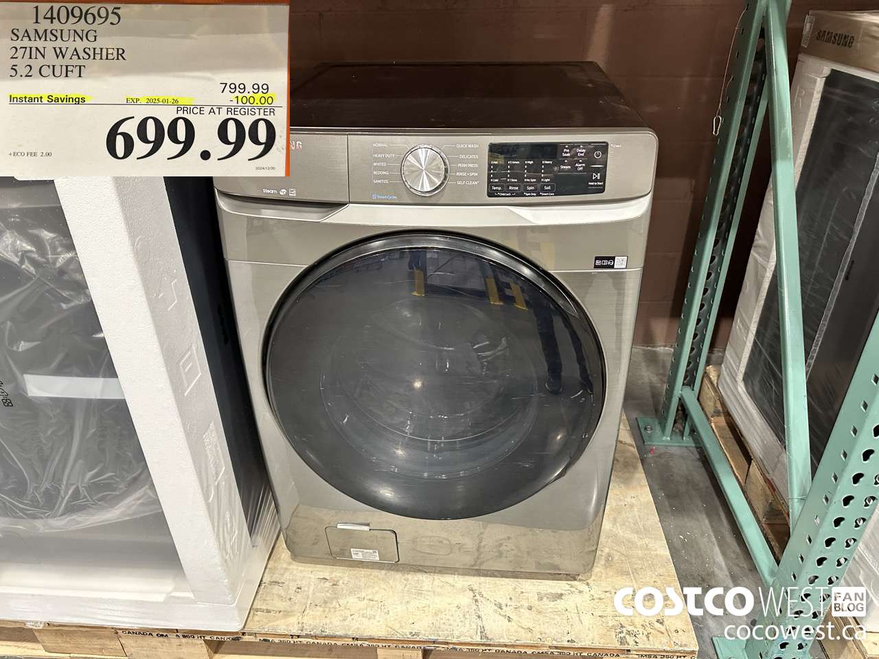 1409695 SAMSUNG 27IN WASHER 5.2 CUFT ($100.00 INSTANT SAVINGS EXPIRES ON 2025-01-26) $699.99