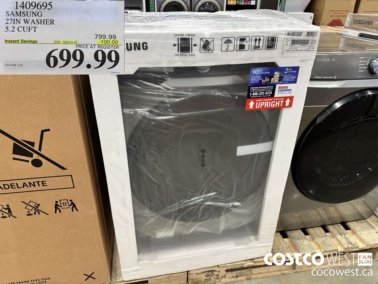 1409695 SAMSUNG 27IN WASHER 5.2 CUFT ($100.00 INSTANT SAVINGS EXPIRES ON 2025-01-26) $699.99