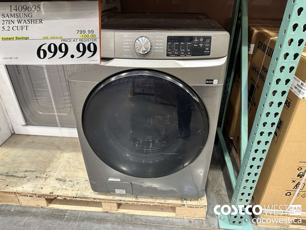 1409695 SAMSUNG 27IN WASHER 5.2 CUFT ($100.00 INSTANT SAVINGS EXPIRES ON 2025-01-26) $699.99