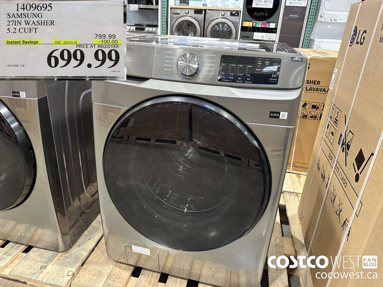 1409695 SAMSUNG 27IN WASHER 5.2 CUFT ($100.00 INSTANT SAVINGS EXPIRES ON 2025-01-26) $699.99
