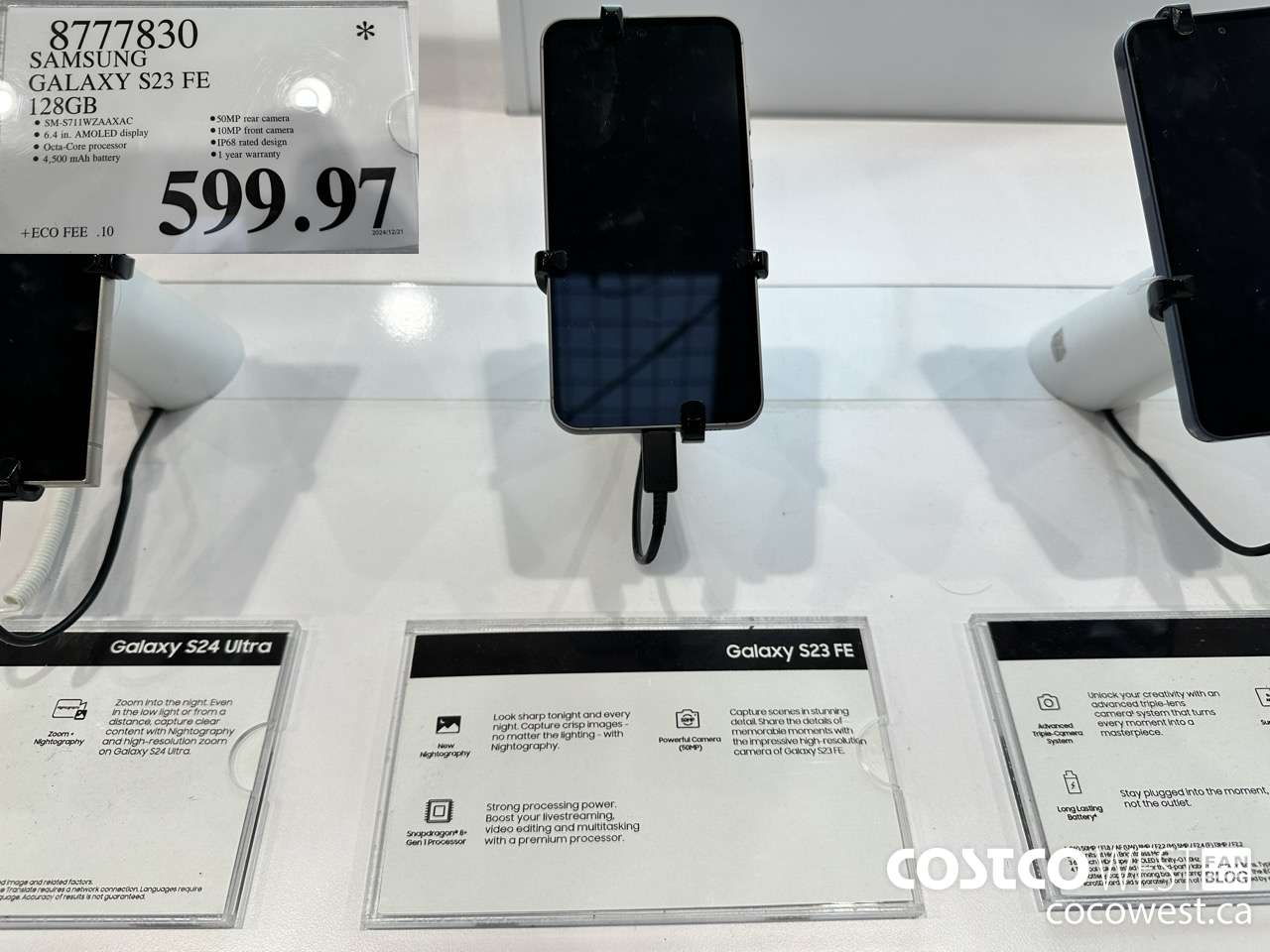 8777830 SAMSUNG GALAXY S23 FE 128GB GRAPHITE $599.97