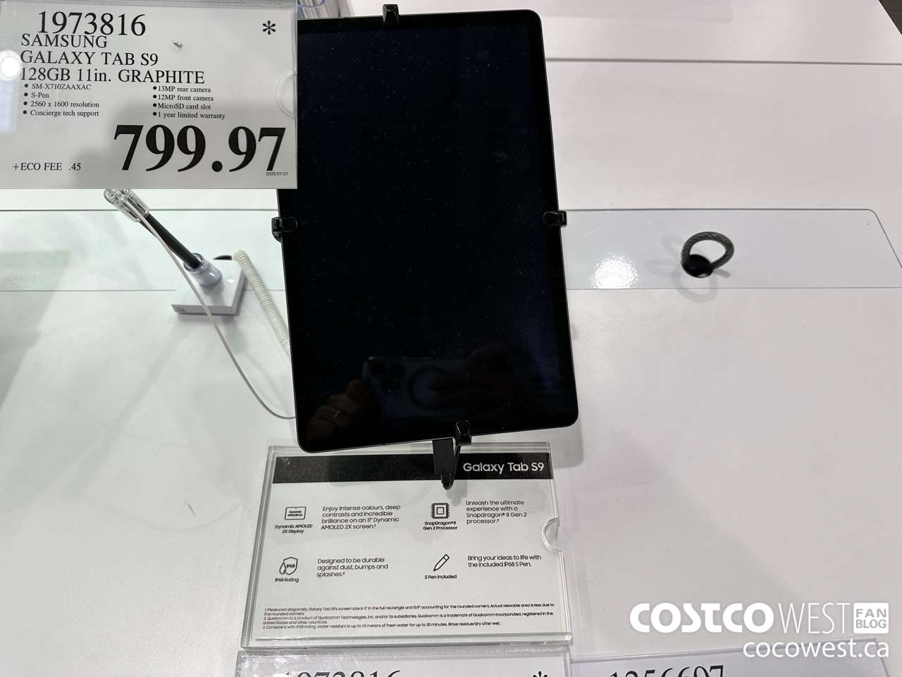 1973816 SAMSUNG GALAXY TAB S9 128GB 11IN GRAPHITE $799.97