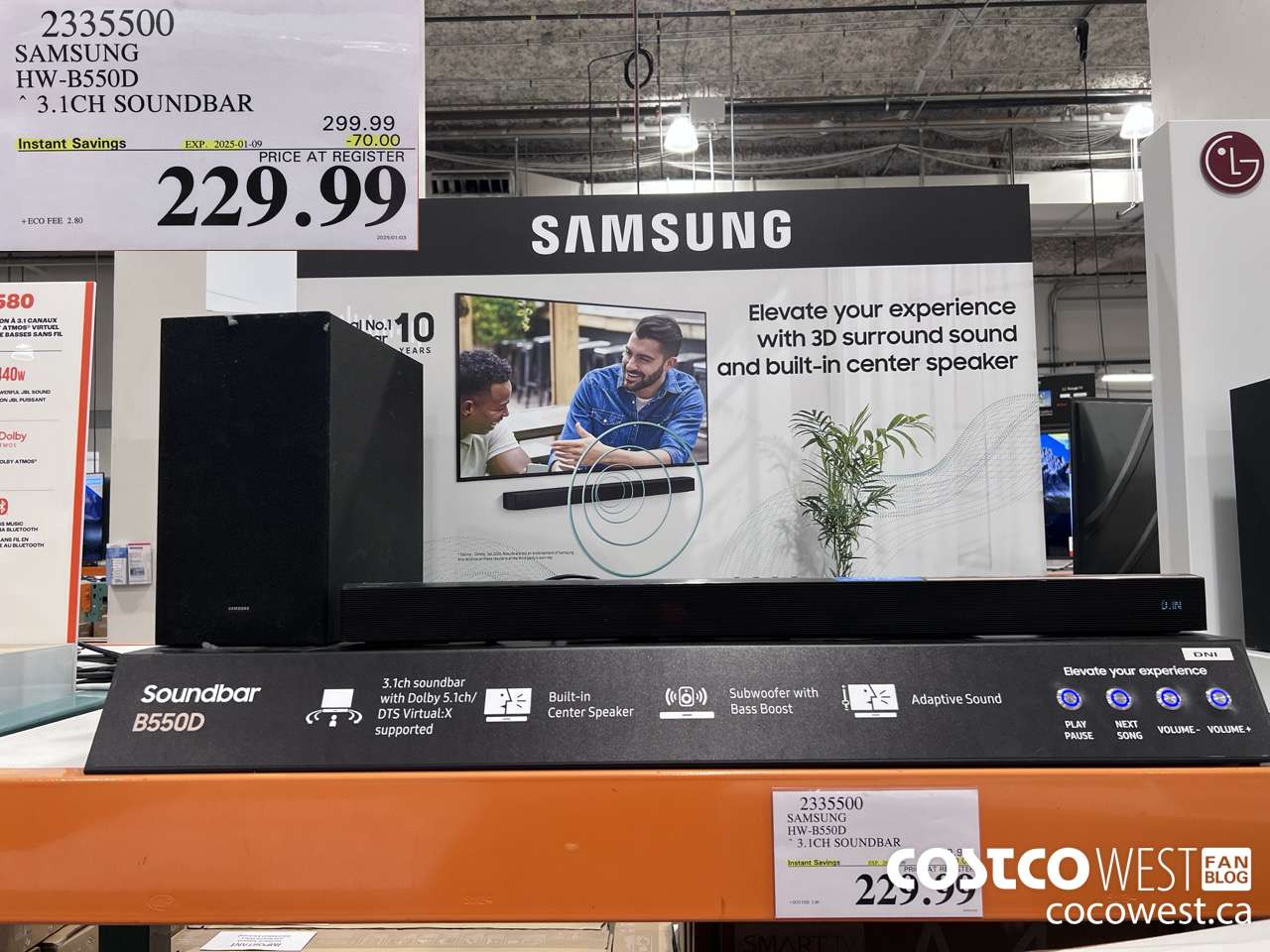 2335500 SAMSUNG HW-B550D SOUNDBAR 3.1CH ($70.00 INSTANT SAVINGS EXPIRES ON 2025-01-09) $229.99