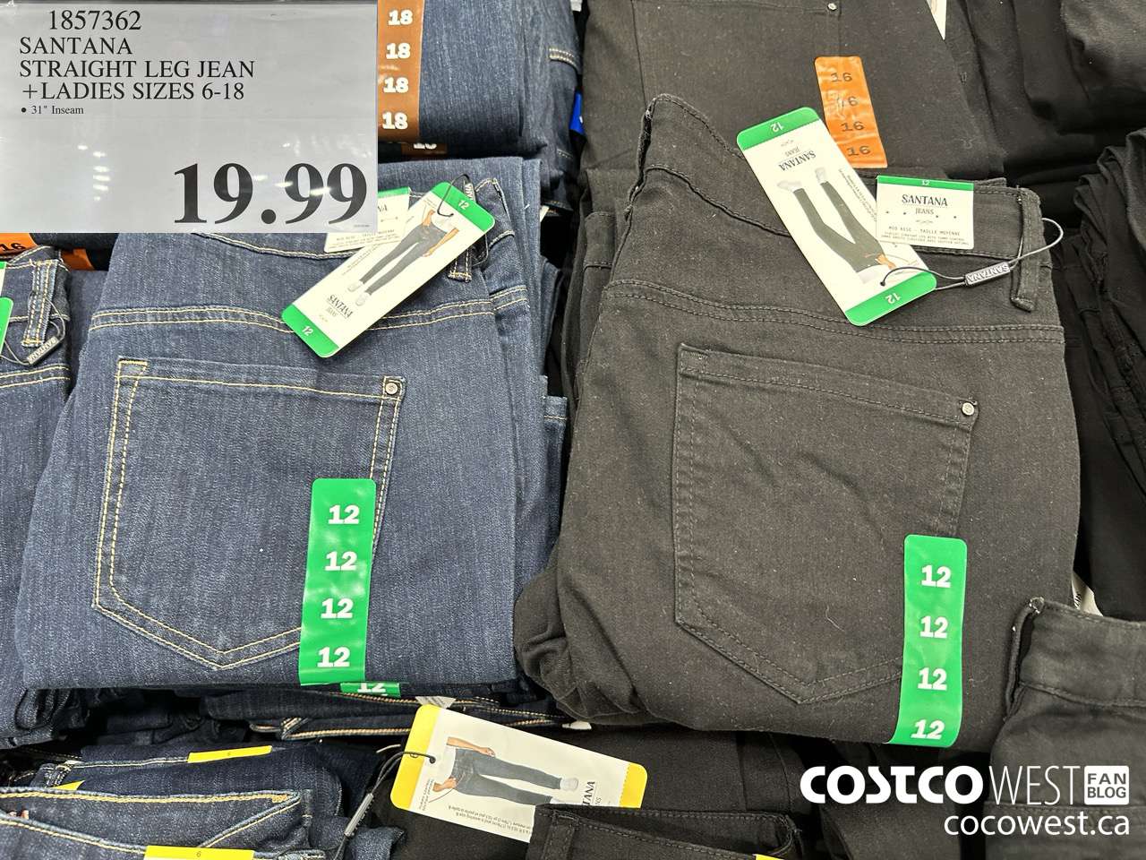 1857362 SANTANA STRAIGHT LEG JEAN LADIES SIZES 6-18 $19.99