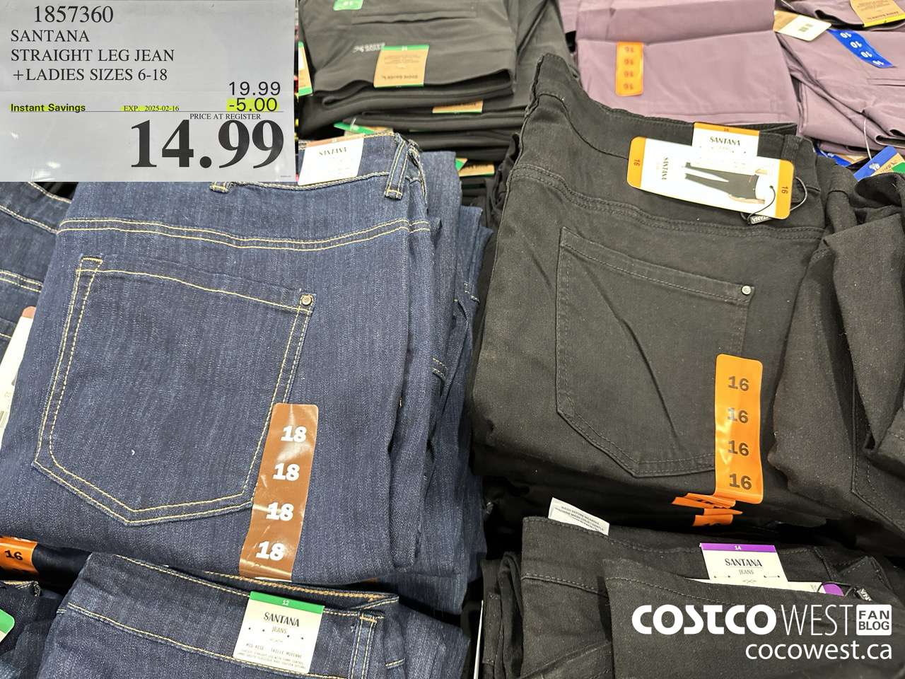 1857360 SANTANA STRAIGHT LEG JEAN LADIES SIZES 6-18 ($5.00 INSTANT SAVINGS EXPIRES ON 2025-02-16) $14.99