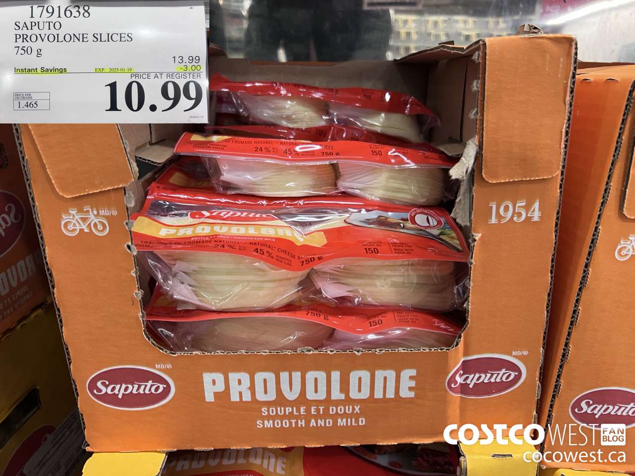 1791638 SAPUTO PROVOLONE SLICES 750G ($3.00 INSTANT SAVINGS EXPIRES ON 2025-01-19) $10.99