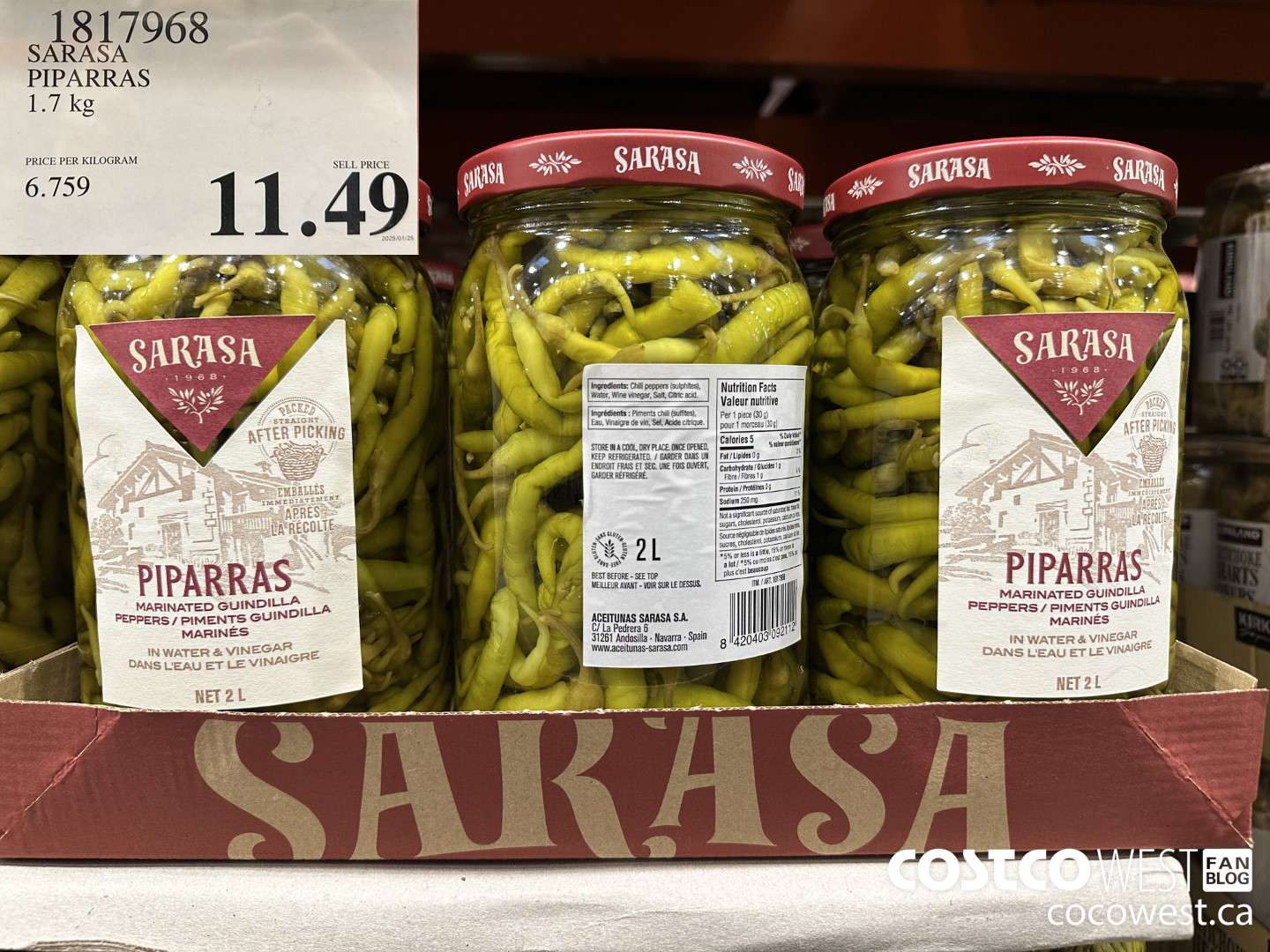 1817968 SARASA PIPARRAS 1.7 kg $11.49