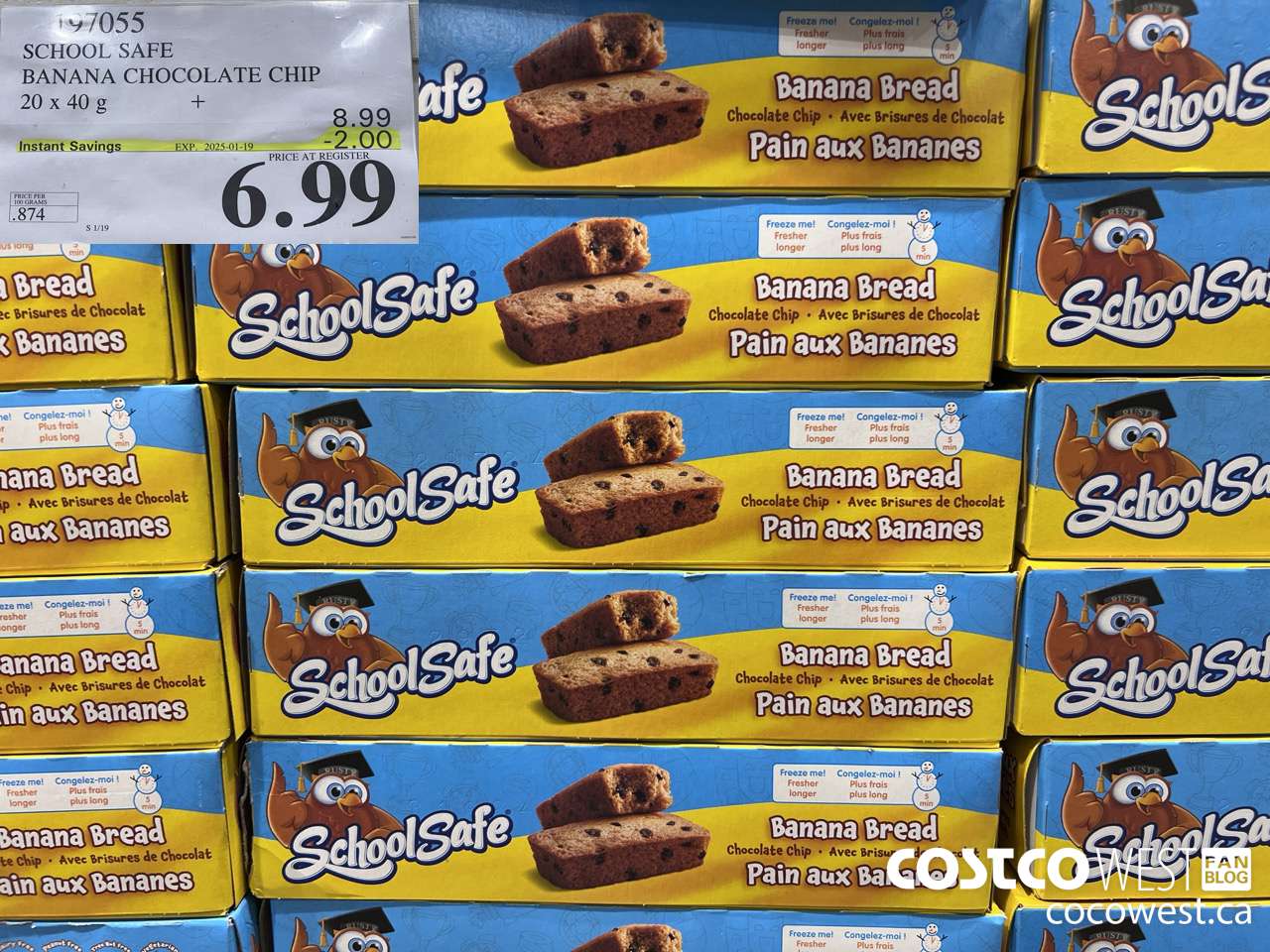 197055 SCHOOL SAFE CHOCOLATE CHIP BANANA BREAD 20 X 40 G ($2.00 INSTANT SAVINGS EXPIRES ON 2025-01-19) $6.99