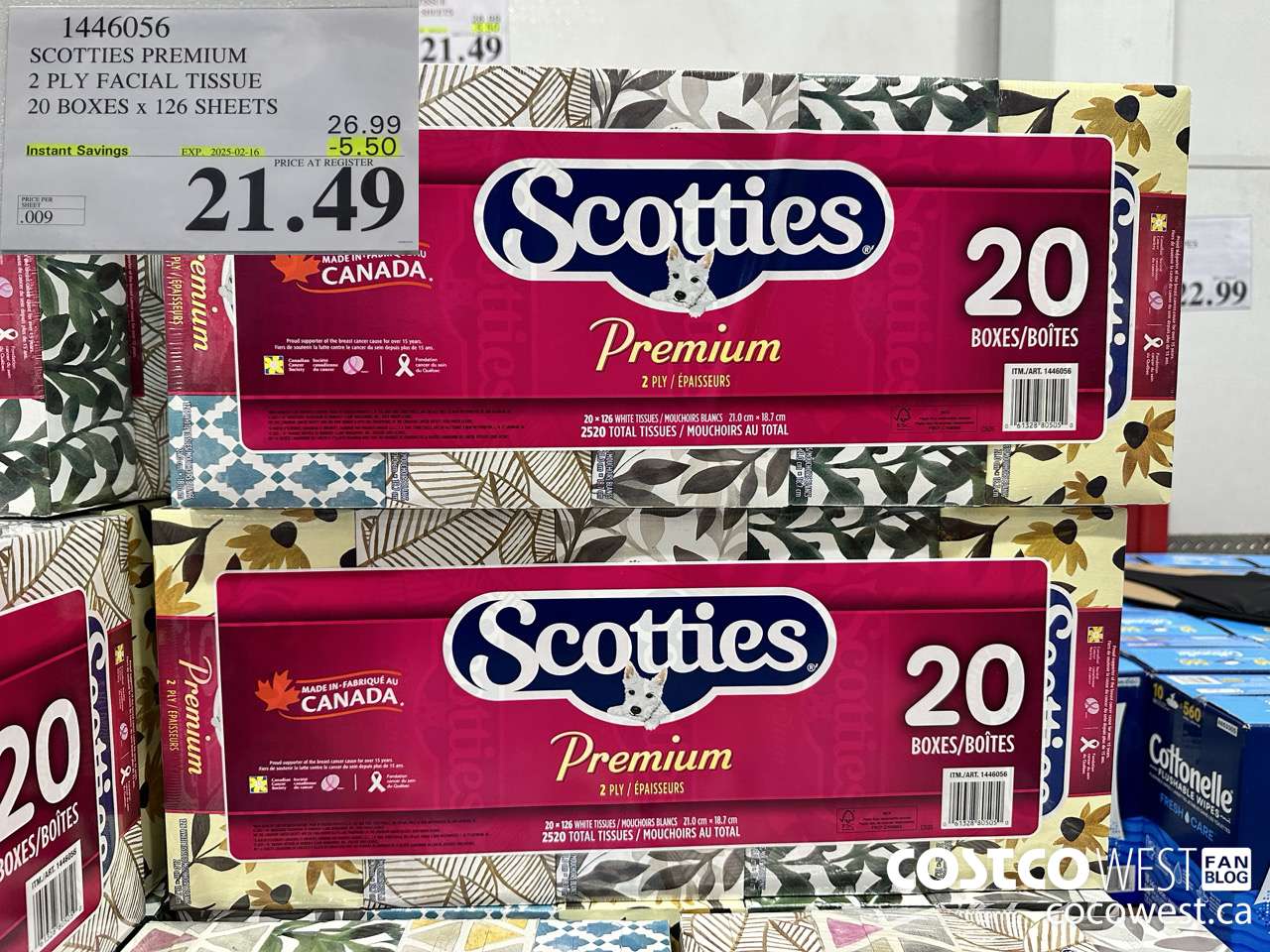 1446056 SCOTTIES PREMIUM 2 PLY FACIAL TISSUE 20 BOXES x 126 SHEETS ($5.50 INSTANT SAVINGS EXPIRES ON 2025-02-16) $21.49