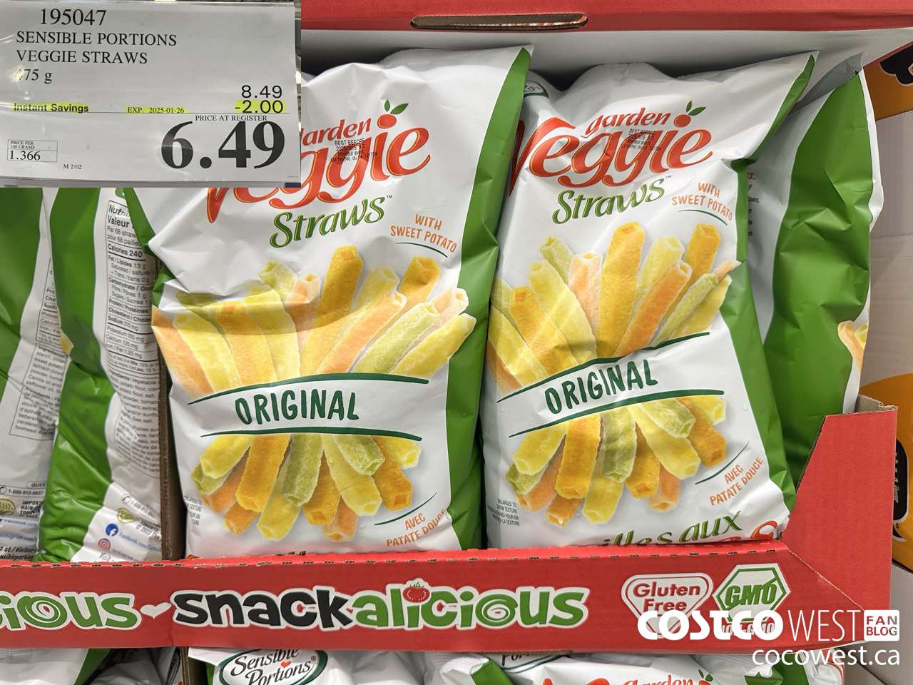 195047 SENSIBLE PORTIONS VEGGIE STRAWS 475 g ($2.00 INSTANT SAVINGS EXPIRES ON 2025-01-26) $6.49