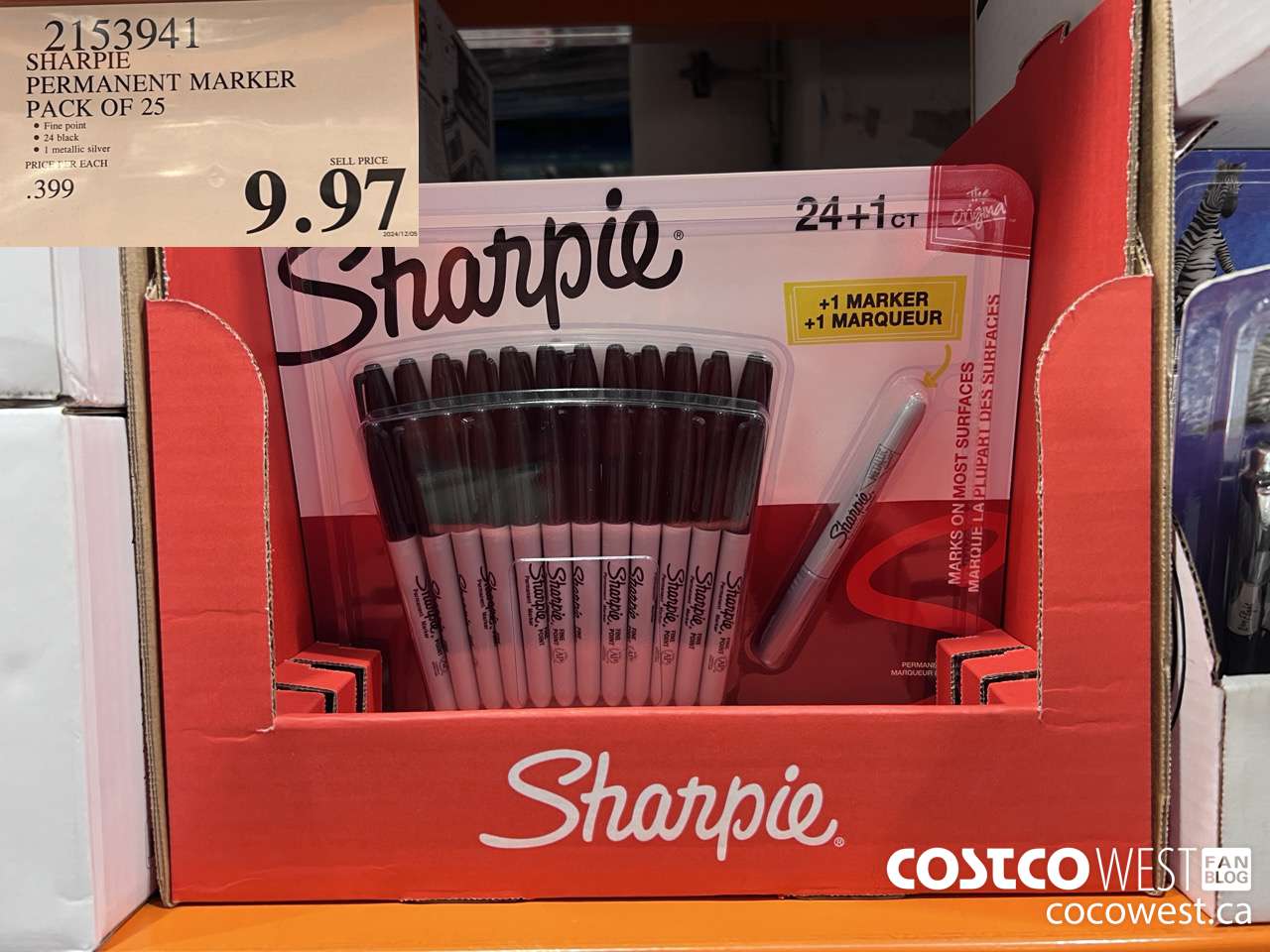 2153941 SHARPIE PERMANENT MARKER PACK OF 25 $9.97