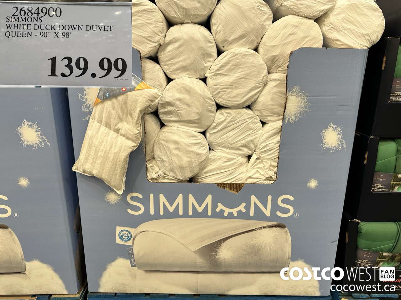 2684900 SIMMONS WHITE DUCK DOWN DUVET QUEEN 90