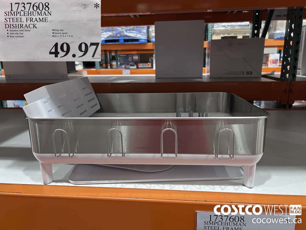 1737608 SIMPLEHUMAN STAINLESS STEEL FRAME DISHRACK $49.97