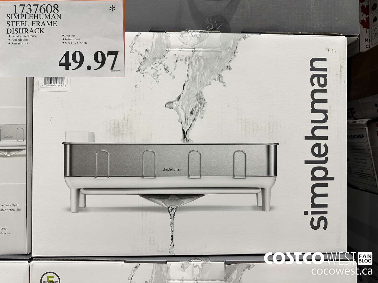 1737608 SIMPLEHUMAN STAINLESS STEEL FRAME DISHRACK $49.97