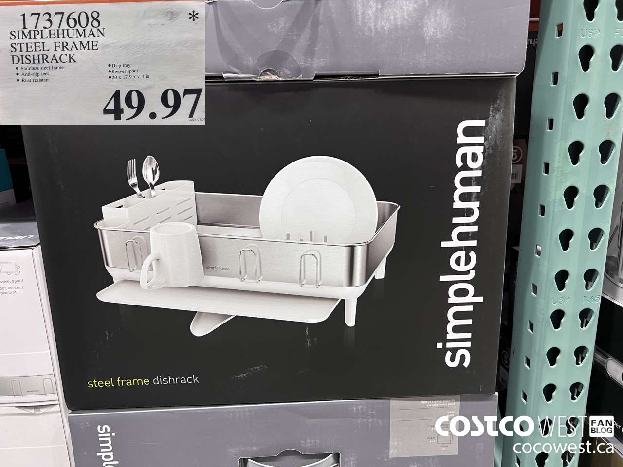 1737608 SIMPLEHUMAN STAINLESS STEEL FRAME DISHRACK $49.97