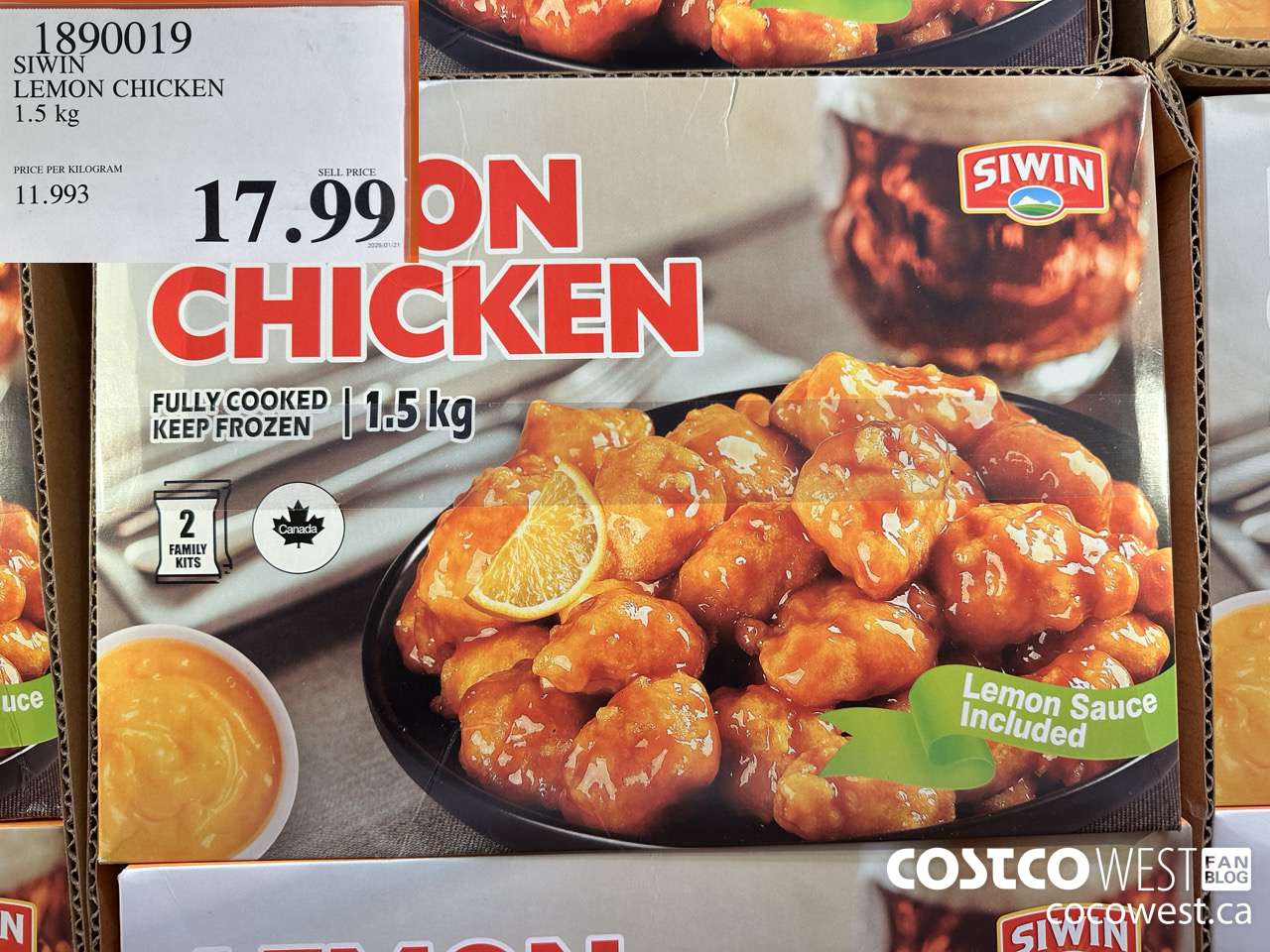 1890019 SIWIN LEMON CHICKEN 1.5KG $17.99