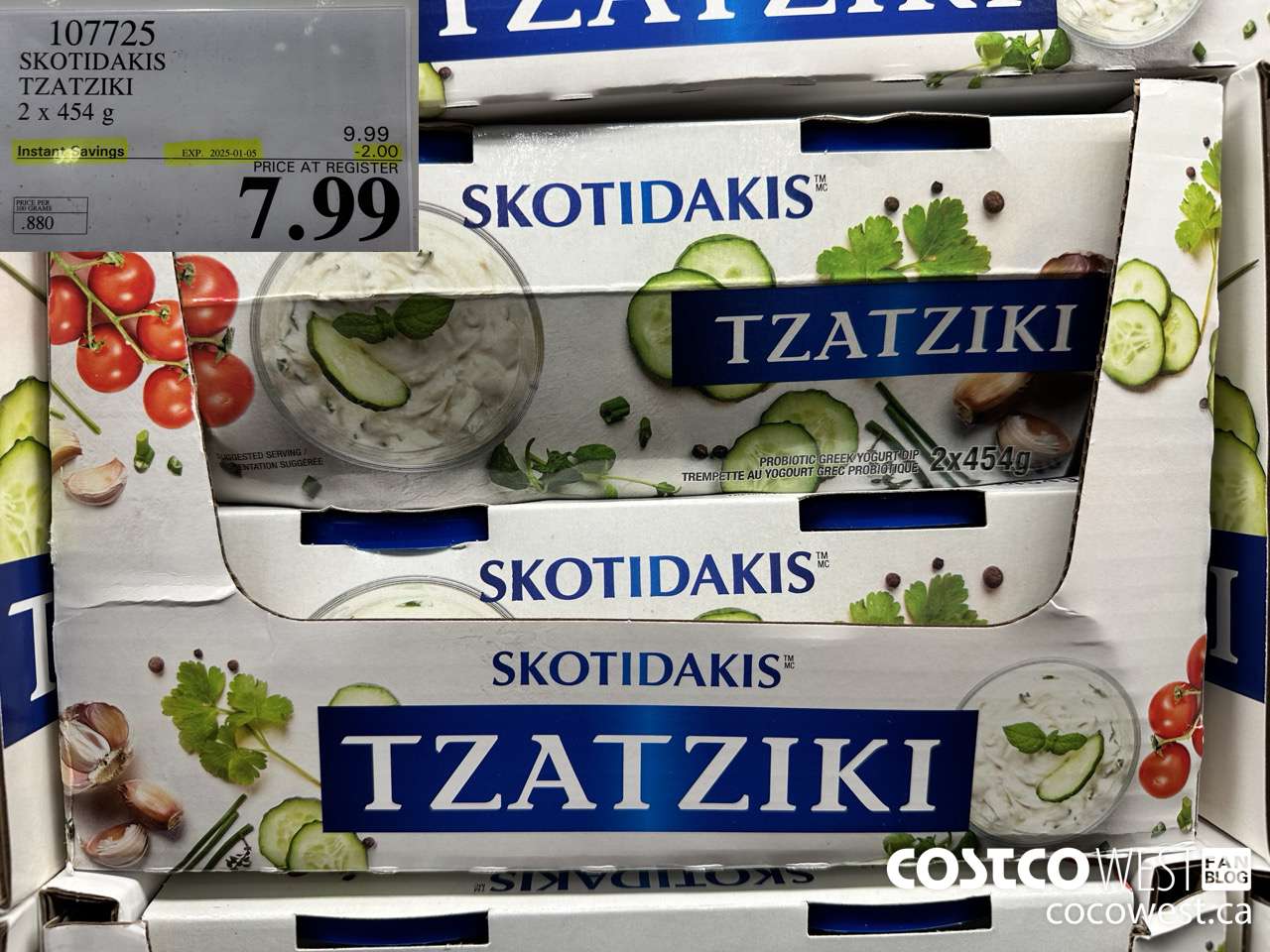 107725 SKOTIDAKIS TZATZIKI 2 x 454g ($2.00 INSTANT SAVINGS EXPIRES ON 2025-01-05) $7.99
