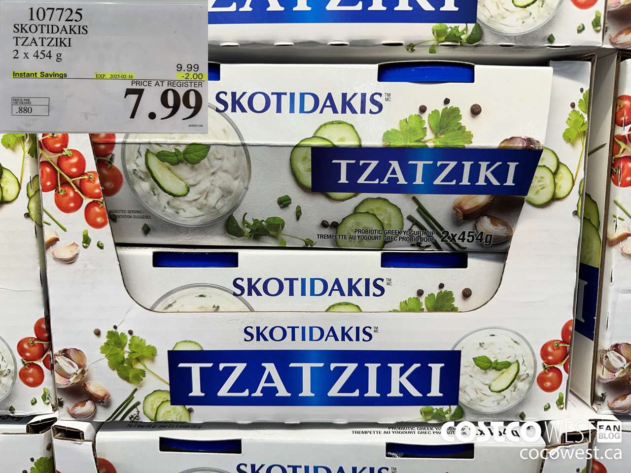 107725 SKOTIDAKIS TZATZIKI 2 x 454g ($2.00 INSTANT SAVINGS EXPIRES ON 2025-02-16) $7.99