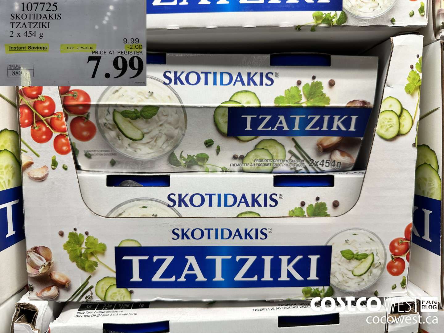 107725 SKOTIDAKIS TZATZIKI 2 x 454g ($2.00 INSTANT SAVINGS EXPIRES ON 2025-02-16) $7.99