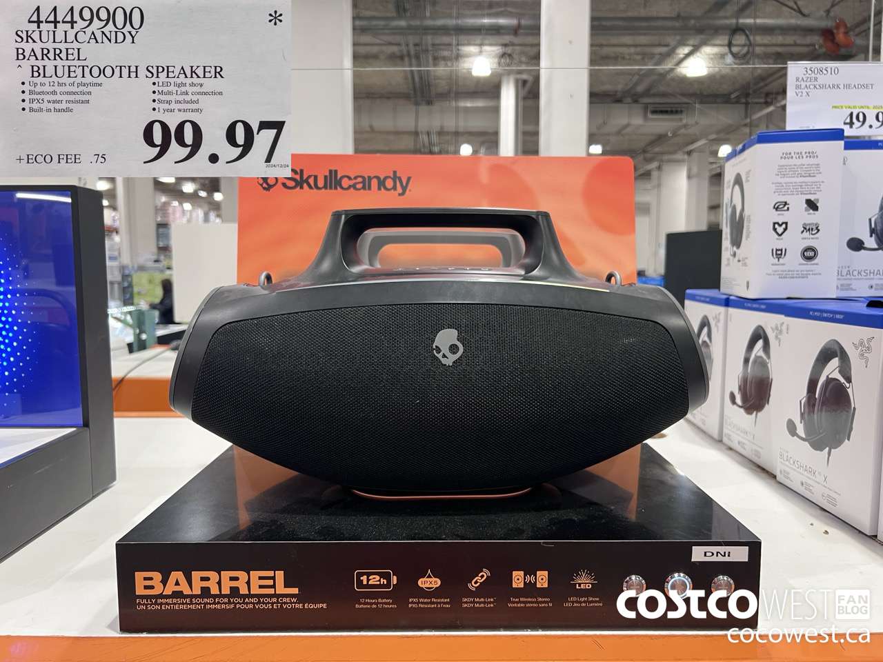 4449900 SKULLCANDY BARREL BLUETOOTH SPEAKER $99.97