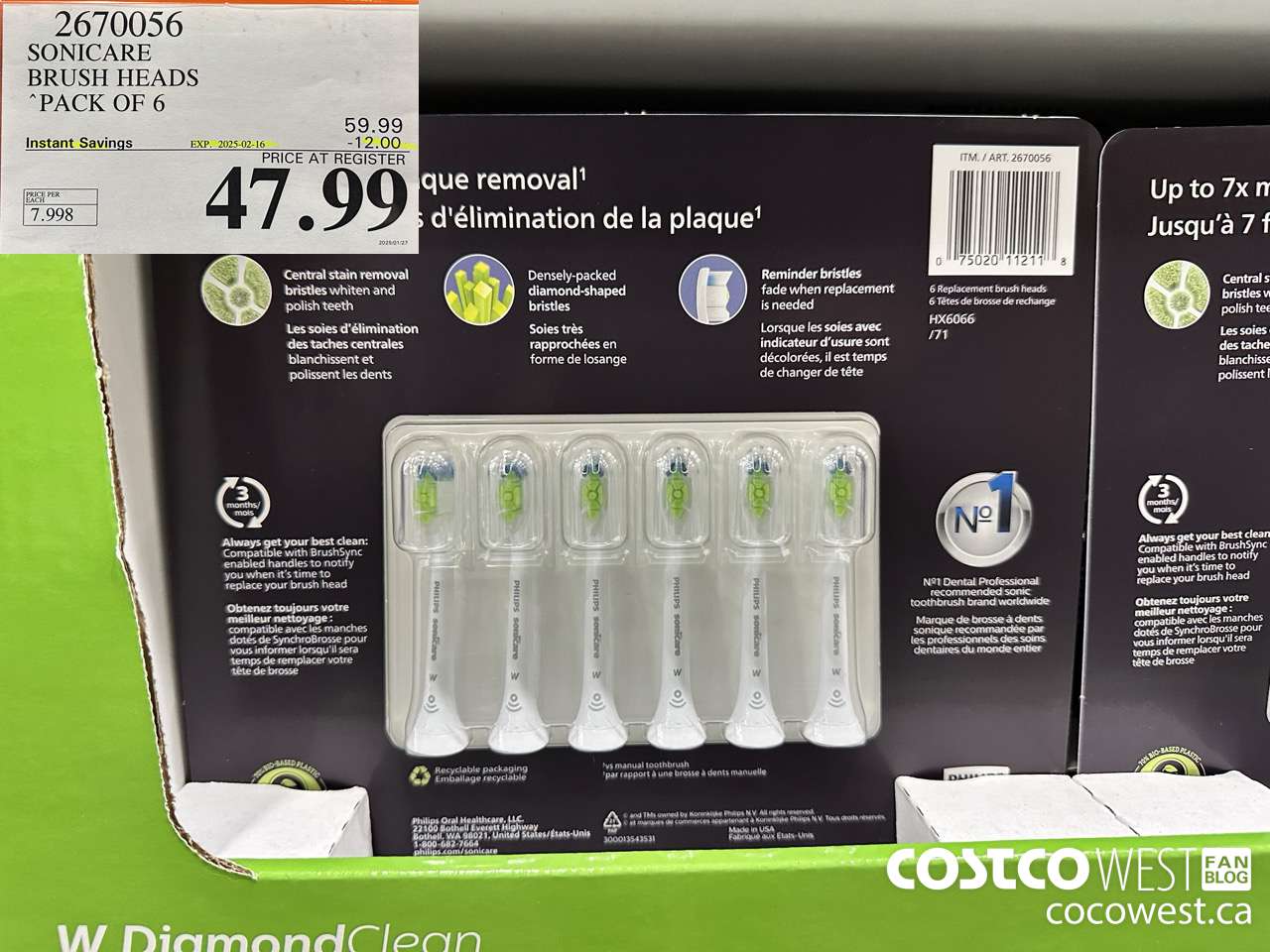 2670056 SONICARE BRUSH HEADS PACK OF 6 ($12.00 INSTANT SAVINGS EXPIRES ON 2025-02-16) $47.99