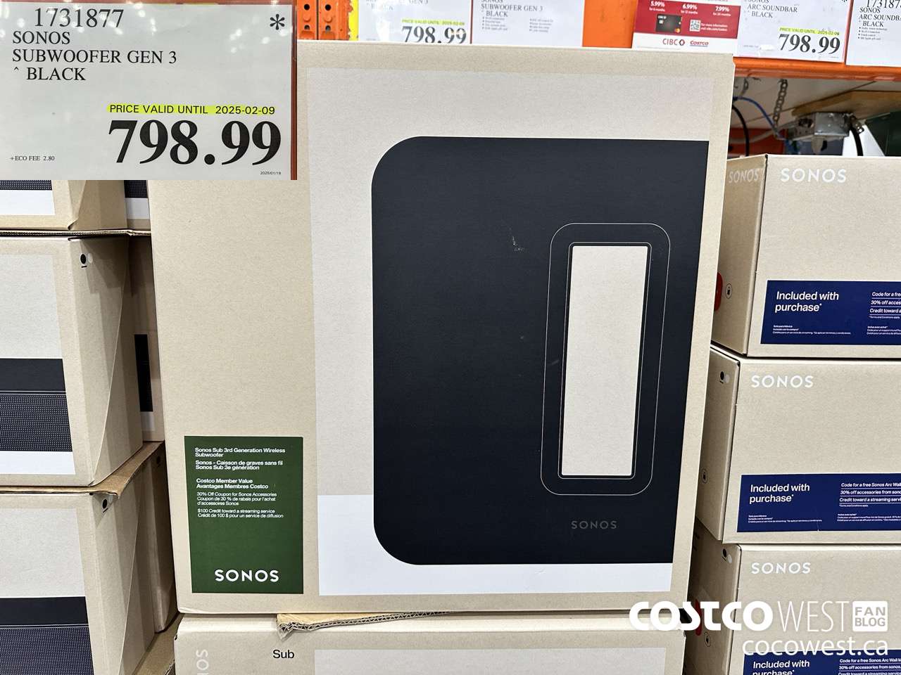 1731877 SONOS SUB (GEN 3) WIRELESS SUBWOOFER (EXPIRES ON 2025-02-09) $798.99