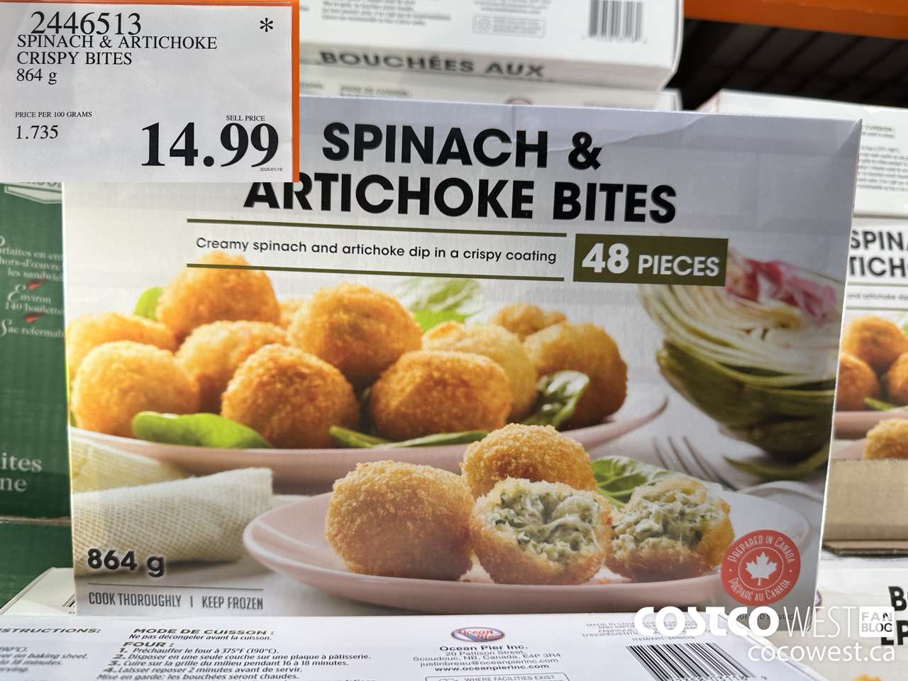 2446513 SPINACH & ARTICHOKE CRISPY BITES 864G $14.99