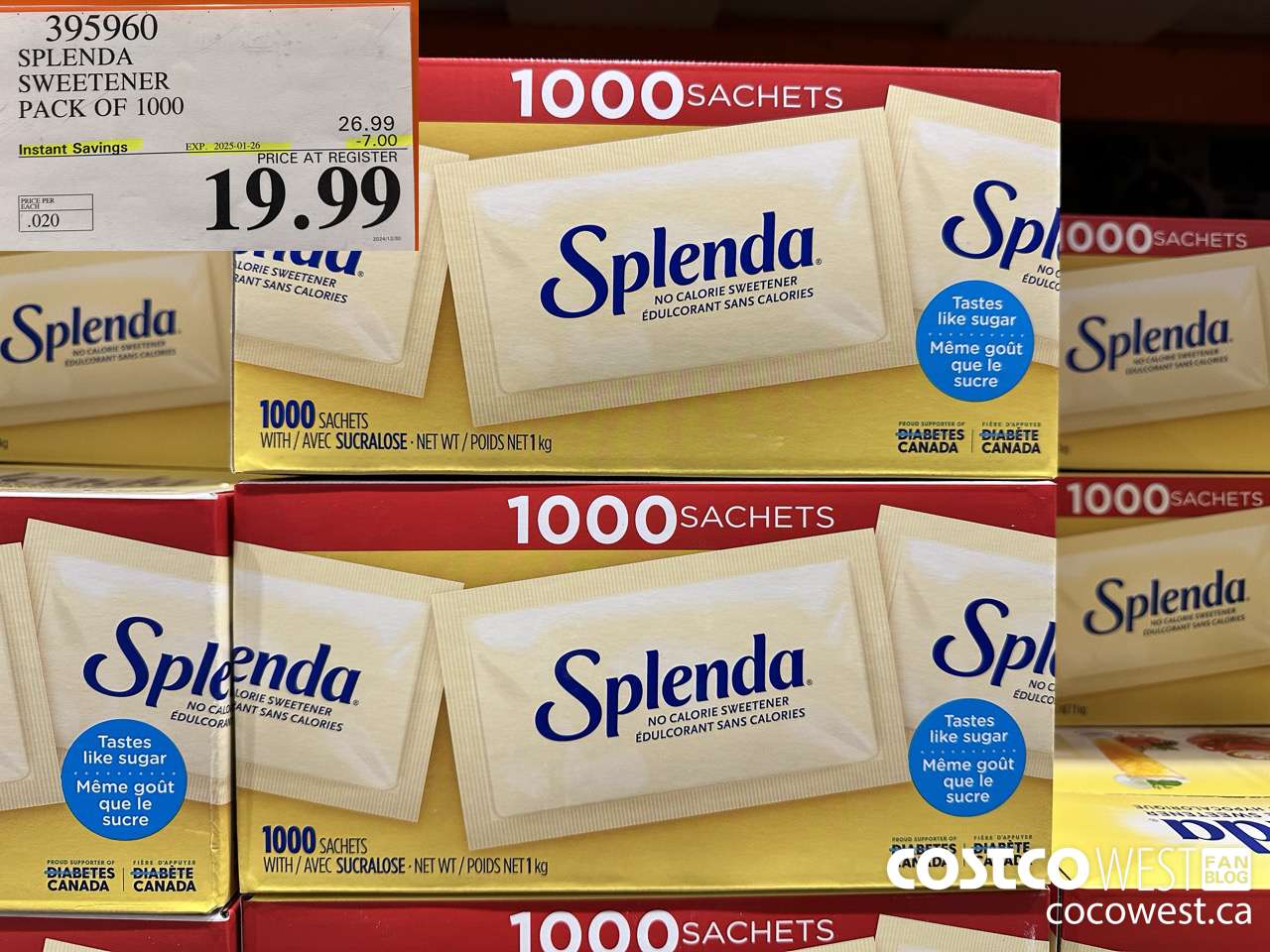 395960 SPLENDA SWEETENER 1000 PACKETS ($7.00 INSTANT SAVINGS EXPIRES ON 2025-01-26) $19.99