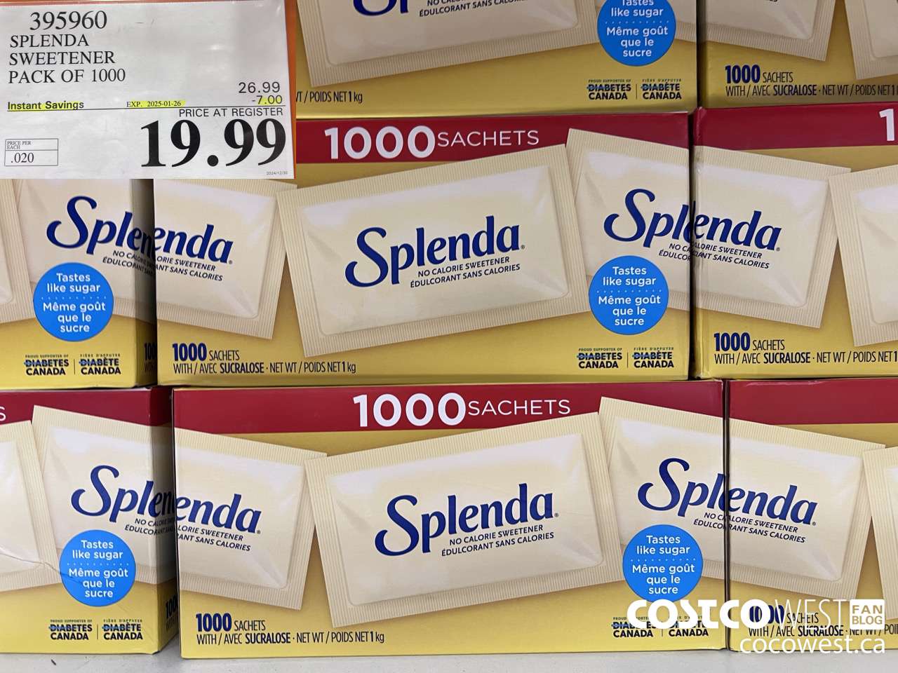 395960 SPLENDA SWEETENER 1000 PACKETS ($7.00 INSTANT SAVINGS EXPIRES ON 2025-01-26) $19.99
