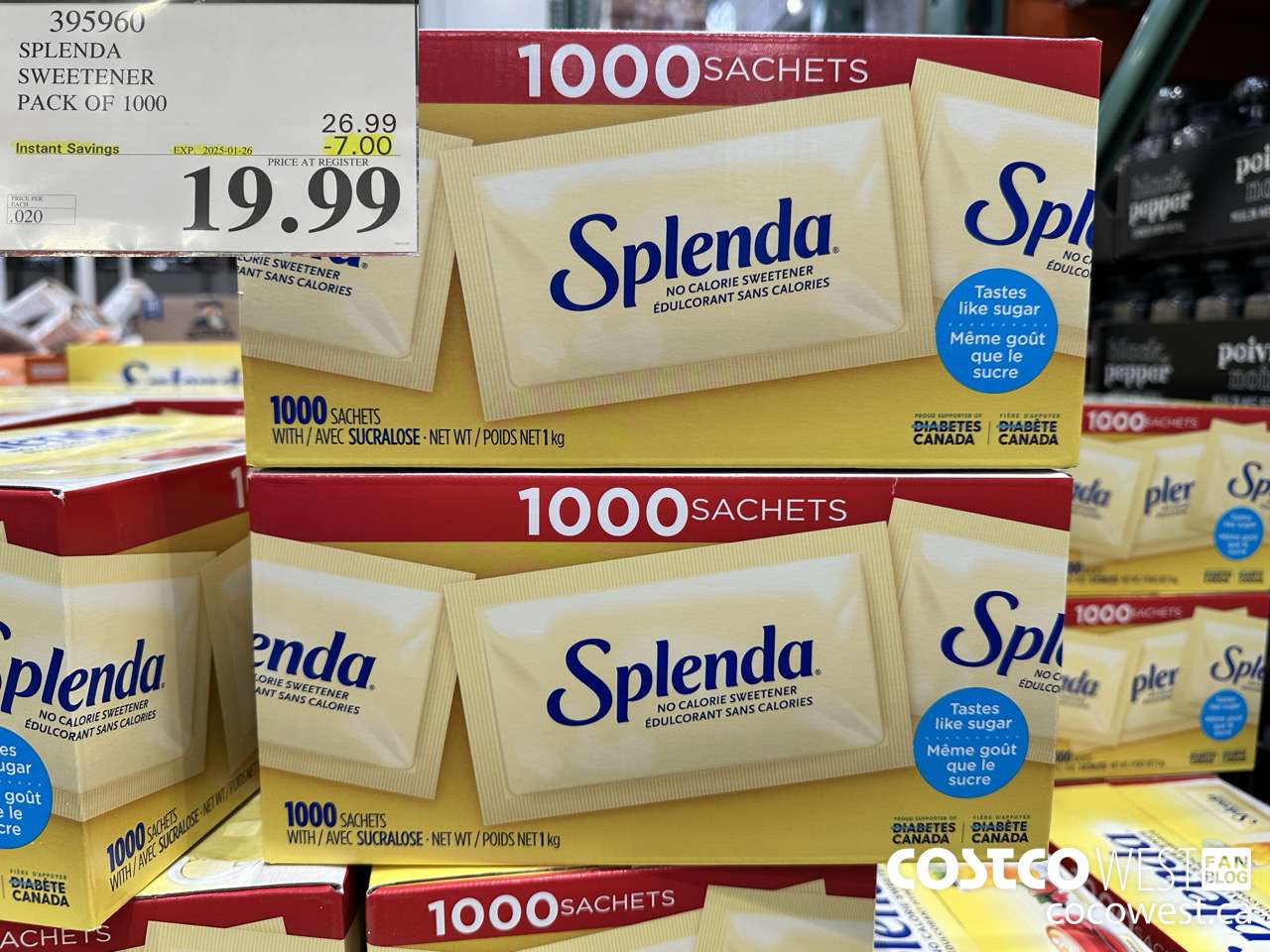 395960 SPLENDA SWEETENER 1000 PACKETS ($7.00 INSTANT SAVINGS EXPIRES ON 2025-01-26) $19.99