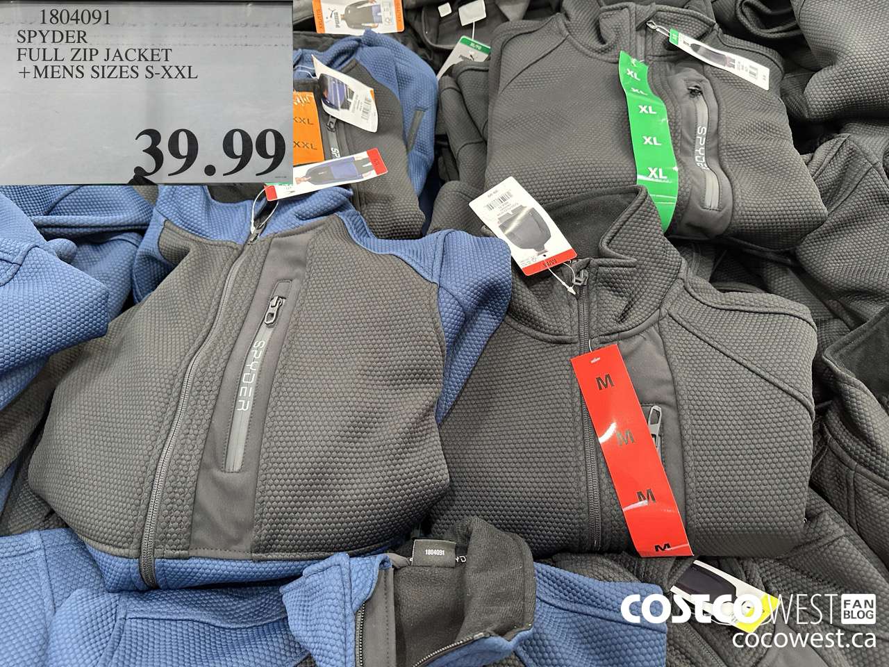 1804091 SPYDER FULL ZIP JACKET MENS SIZES S-XXL $39.99