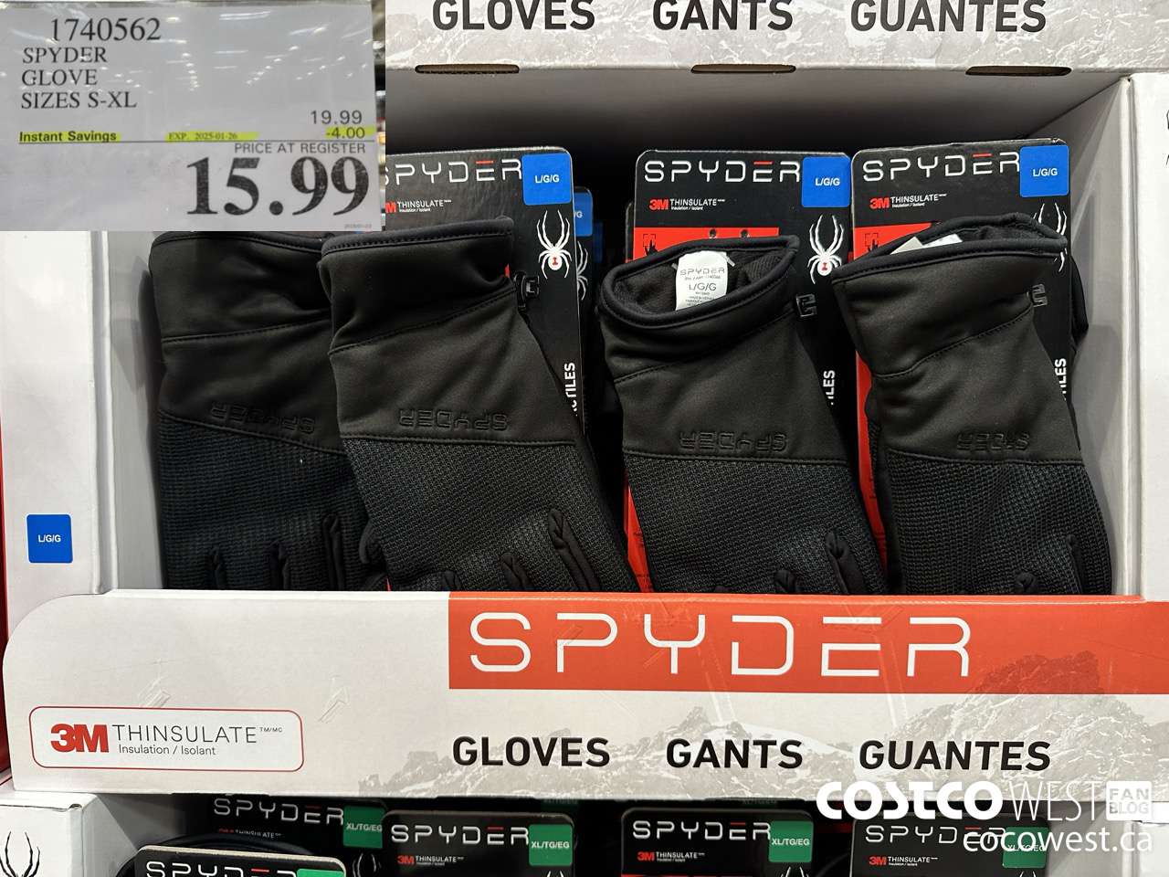 1740562 SPYDER GLOVE SIZES S-XL ($4.00 INSTANT SAVINGS EXPIRES ON 2025-01-26) $15.99