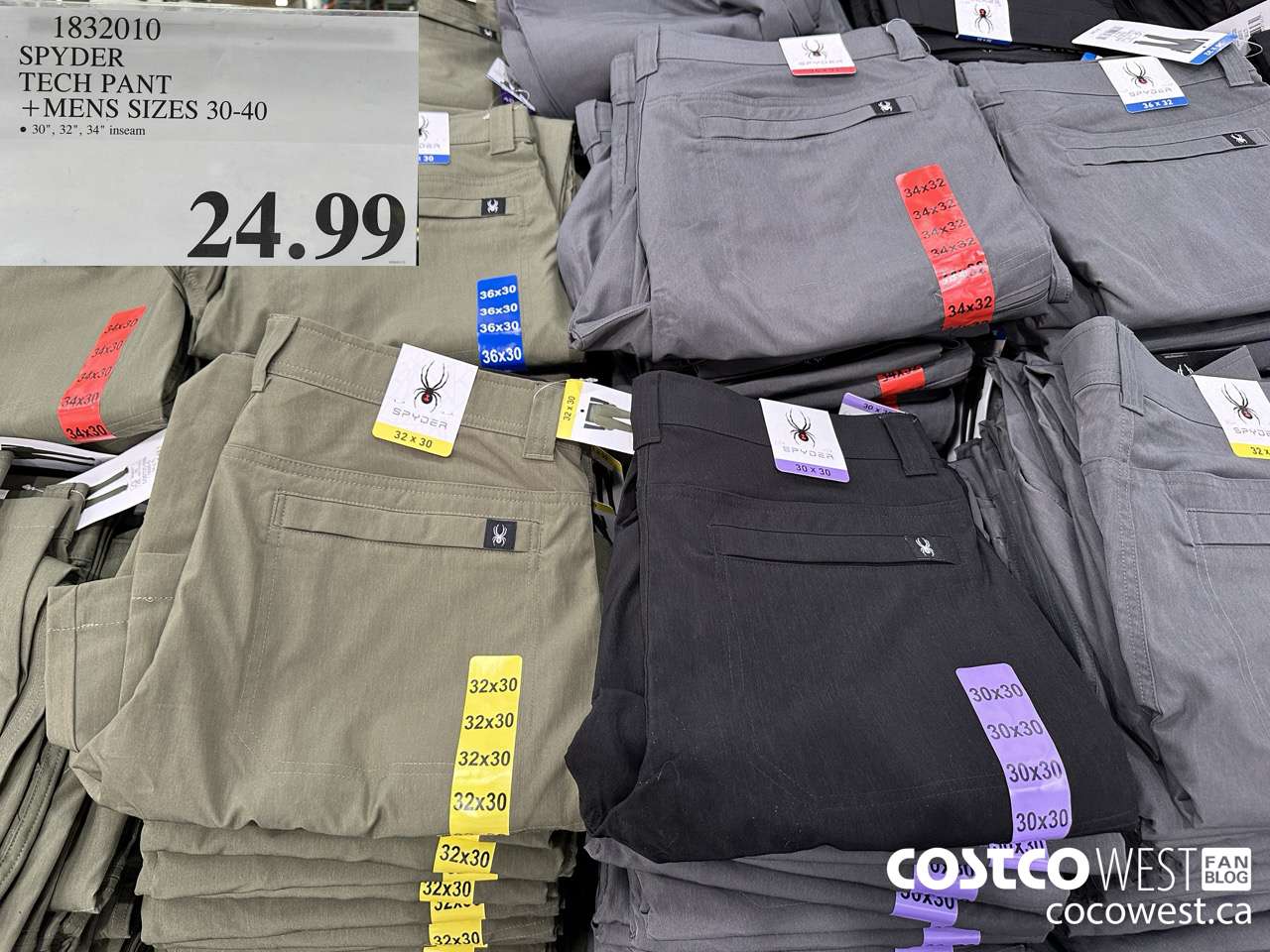 1832010 SPYDER TECH PANT MENS SIZES 30-40 $24.99