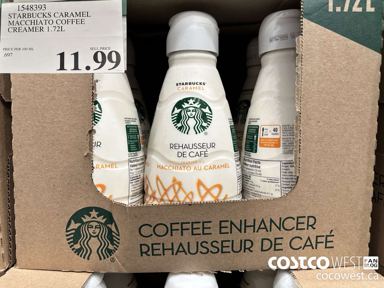 1548393 STARBUCKS CARAMEL MACCHIATO COFFEE CREAMER 1.72L $11.99