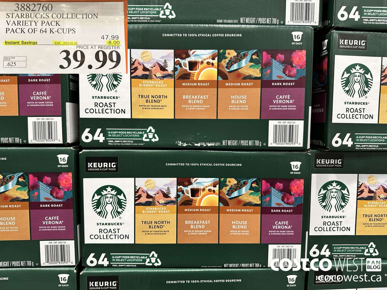 3882760 STARBUCKS COLLECTION VARIETY PACK 64 K-CUPS ($8.00 INSTANT SAVINGS EXPIRES ON 2025-01-26) $39.99