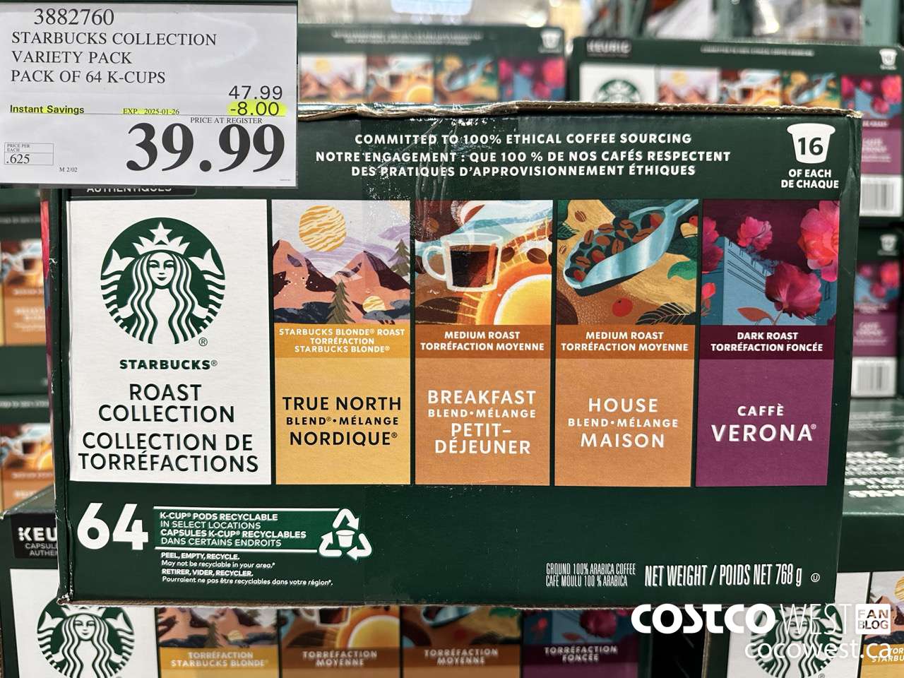 3882760 STARBUCKS COLLECTION VARIETY PACK 64 K-CUPS ($8.00 INSTANT SAVINGS EXPIRES ON 2025-01-26) $39.99