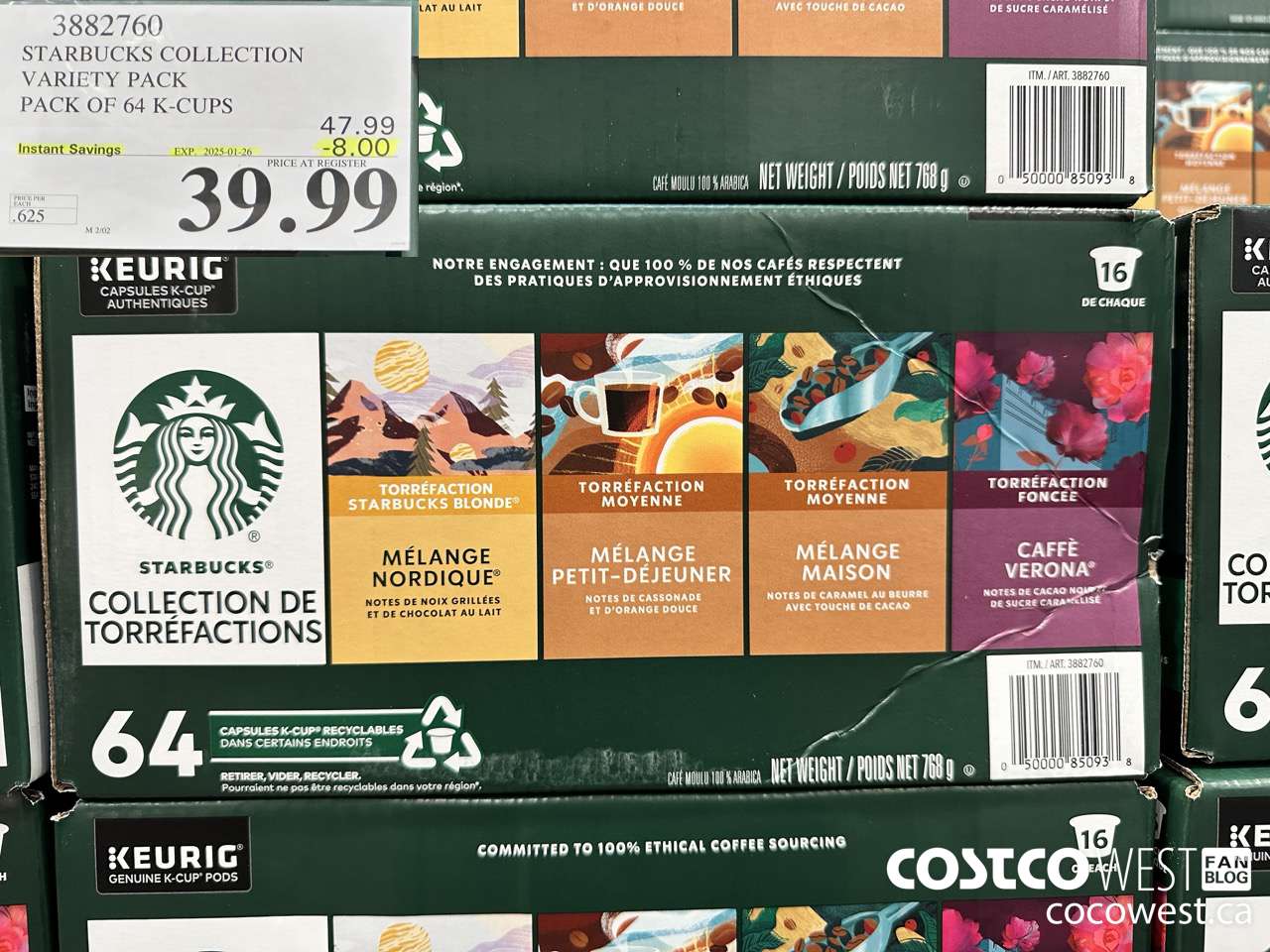 3882760 STARBUCKS COLLECTION VARIETY PACK 64 K-CUPS ($8.00 INSTANT SAVINGS EXPIRES ON 2025-01-26) $39.99