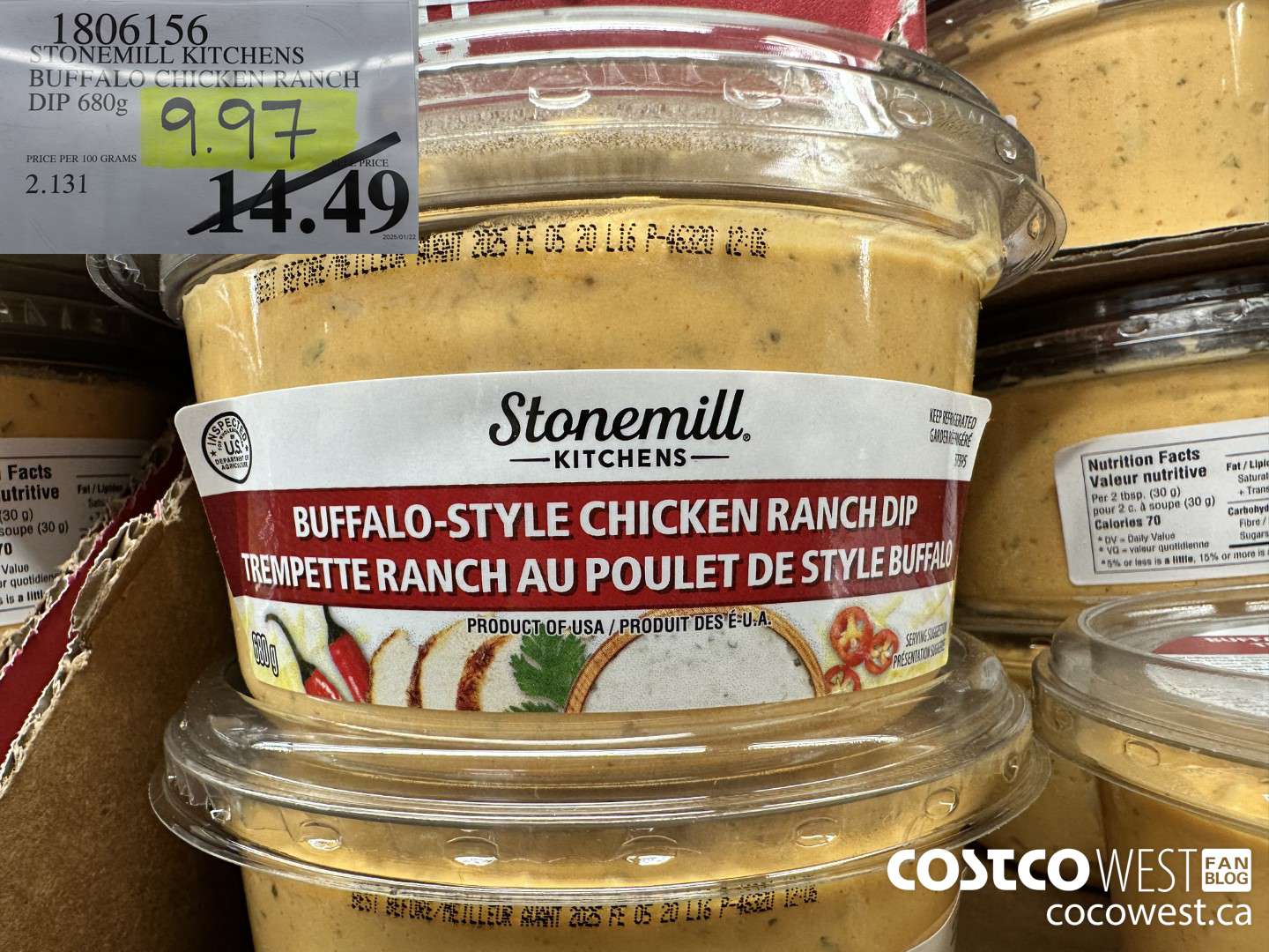 1806156 STONEMILL KITCHENS BUFFALO CHICKEN RANCH DIP 680G $9.97